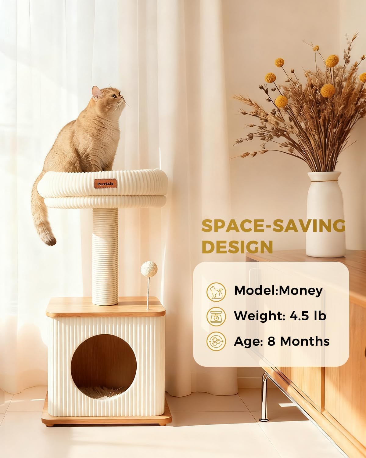 Modern Cat Tree for Indoor Cats, Nordic Loft Style, Cat Tower for Kitten with Sisal Scratching Posts, Soft Padded Beds & Cozy Condos, Floor-Mounted for Kittens & Adult Cats - Happypetzone.online - Image 5