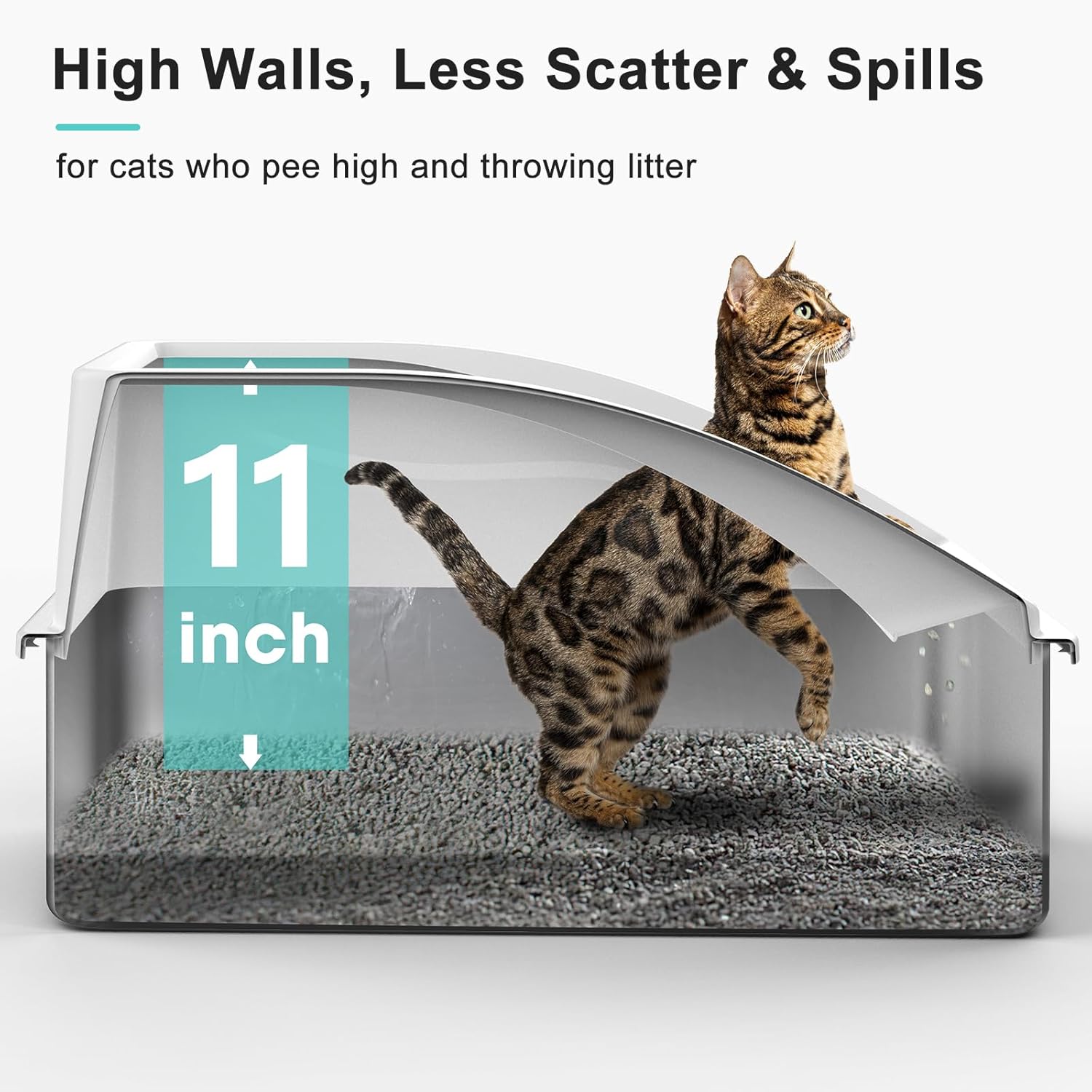 Stainless Steel Litter Box | XL Enclosed Cat Litter Boxes with Lid for Big Cats | High Sided, Anti-Urine Leakage | Non-Stick Bottom & Includes Litter Mat & Metal Scoop - Happypetzone.online - Image 2