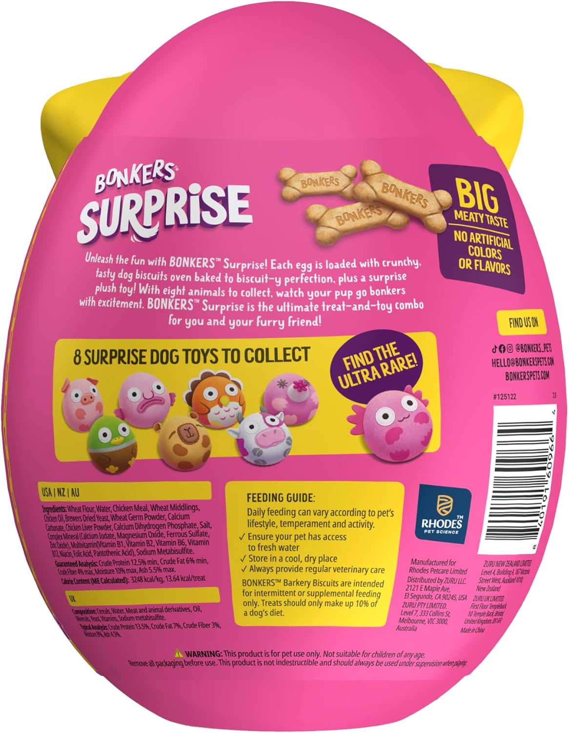 Bonkers Surprise Chicken Flavored Biscuit Crunchy Dog Treats with Toy Surprise, 100g Egg Case with Blind Box Dog Toy (1 of 8 Collectible Toys) - Happypetzone.online - Image 3