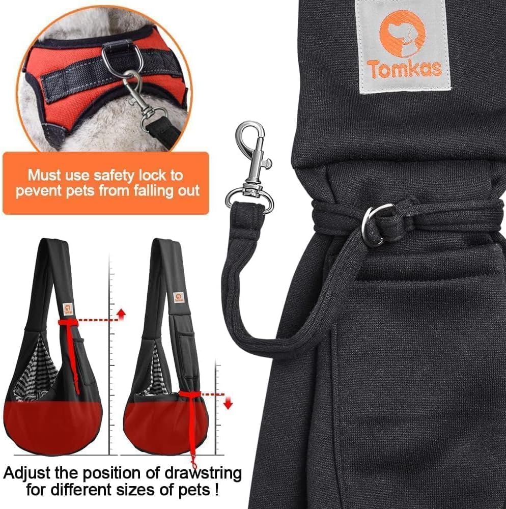 Tomkas Small Dog Sling Carrier - Classic Pocket & Classic Strap - Wrap Carrier - for 3-10 lbs Pets(Black) - Happypetzone.online - Image 6
