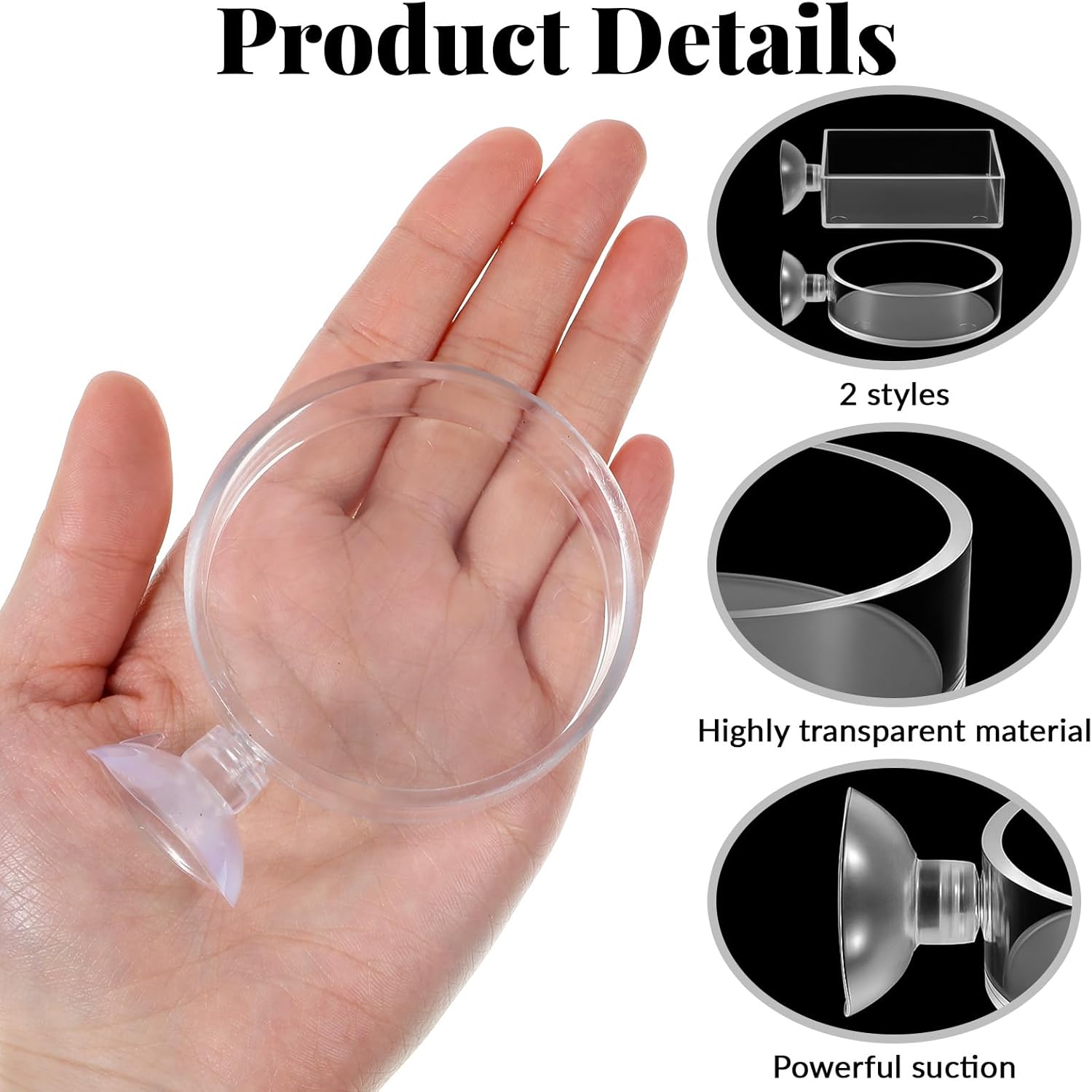 2Pcs Shrimp Feeding Dish, Aquarium Feeding Dish with Suction Cup Acrylic Fish Food Feeder for Freshwater and Saltwater Tanks Round and Square - Happypetzone.online - Image 3