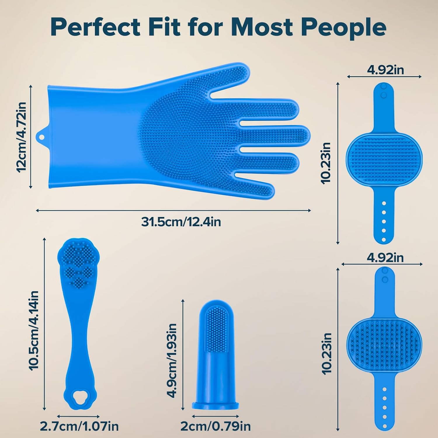 Augwind 6PCS Pet Grooming Kit for Dogs,Cats and Horses | Dog Washing Gloves | Dog Bath Brush | Dog Bath Gloves | Dog Shampoo Brush | Pet Grooming Gloves | Dog Bath Supplies (Navy Blue) - Happypetzone.online - Image 7