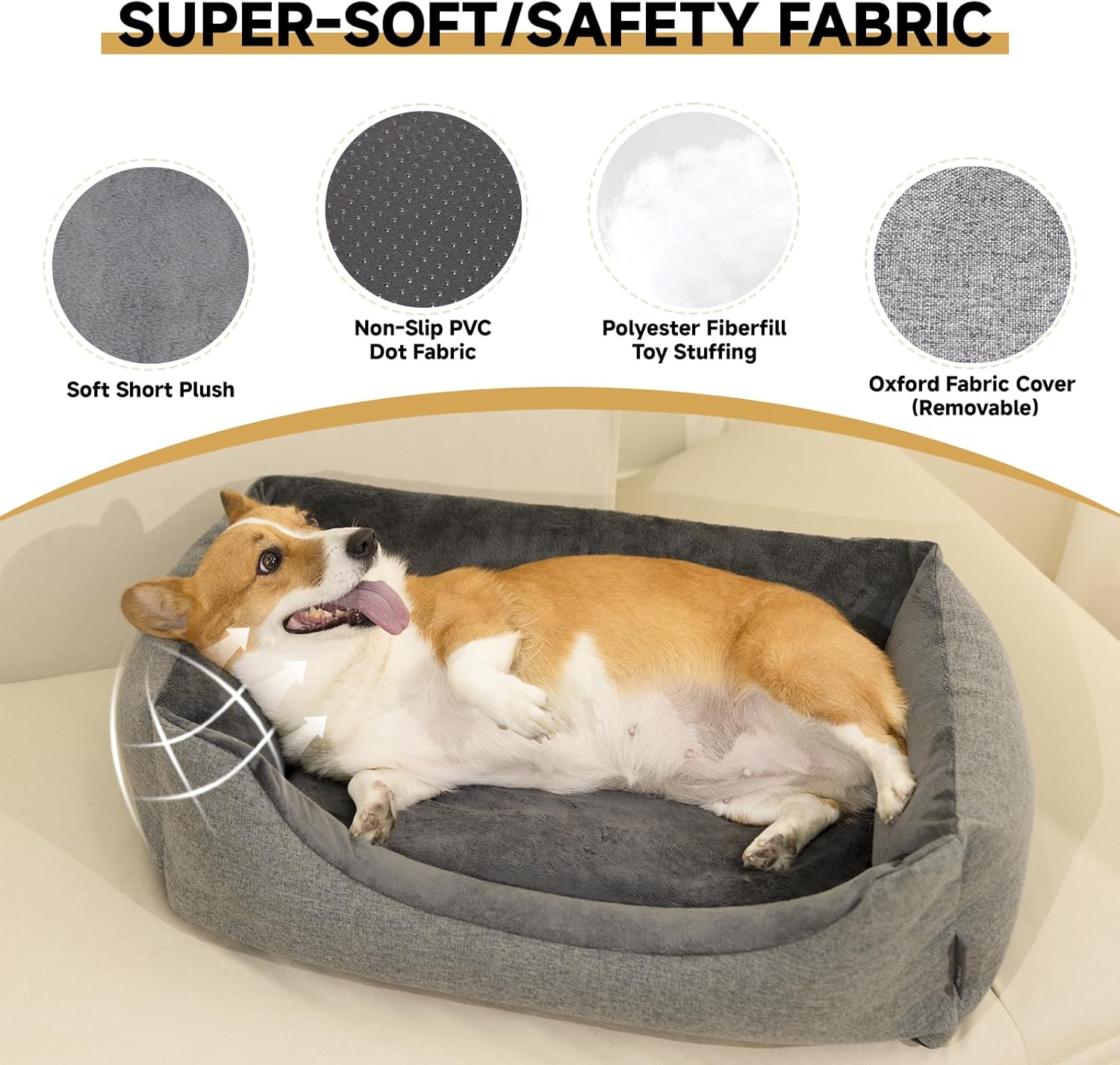 Heated Dog Bed with Auto Sensing Heated pad, 3-Temperature Settings & Chew-Resistant Cord - 33x25 Inch Luxury Sofa-Style Heated Pad for Large Dogs - Happypetzone.online - Image 6