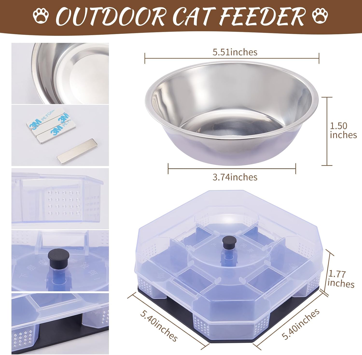 Wellness Pet Food Tray for Ant, Cat Food Bowls Tray Dog Feeding Station Outdoor Feeder Plastic Shelf with Lip for Small Dogs Feral Cats - Happypetzone.online - Image 3