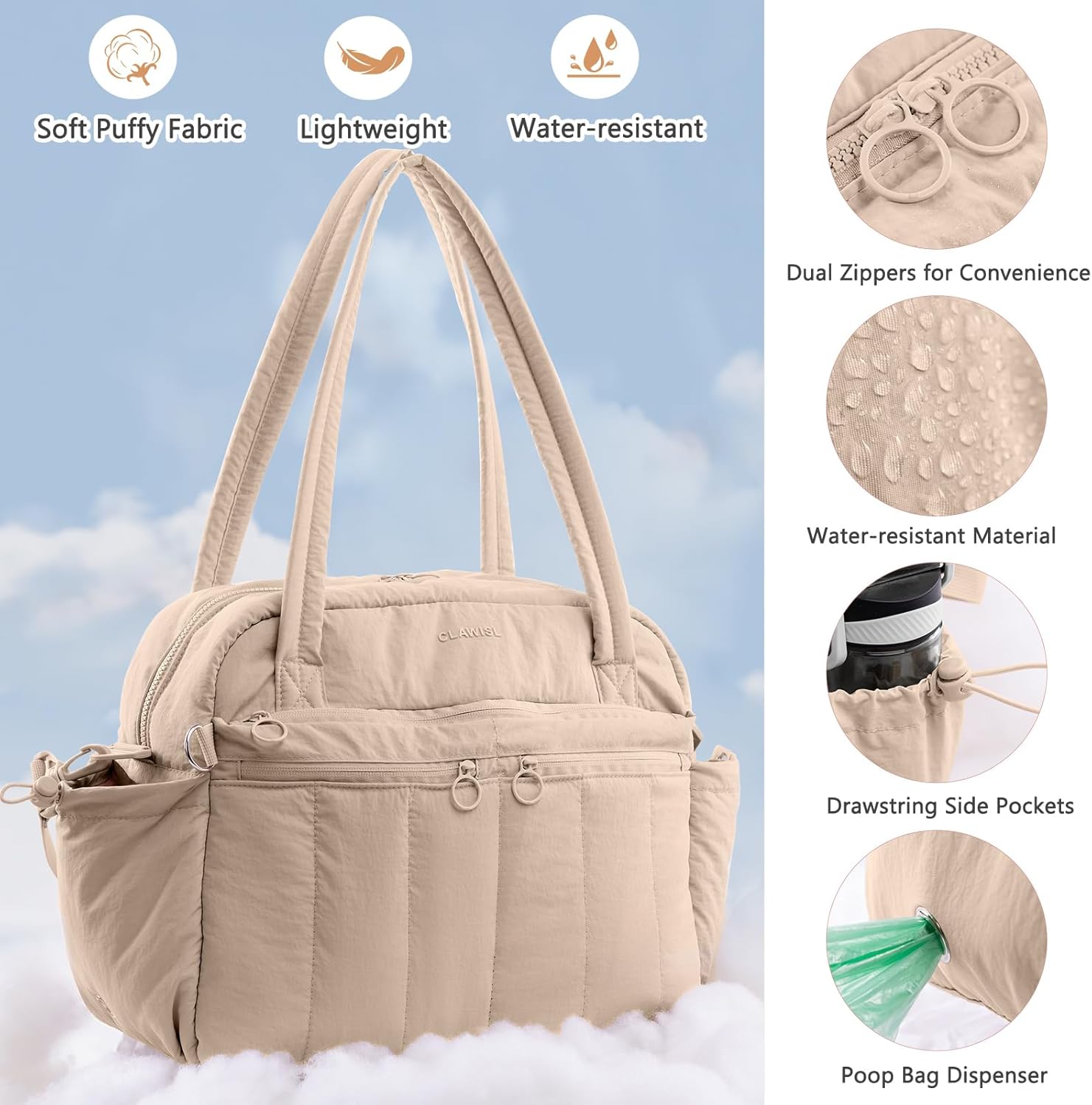 Dog Travel Bag for Supplies, Airline Approved Pet Travel Organizer with 2 Food Containers & Collapsible Bowls, Large Capacity Dogs Tote Bag for Weekend, Stylish Dog Mom Gift for Pet Lovers - Happypetzone.online - Image 7