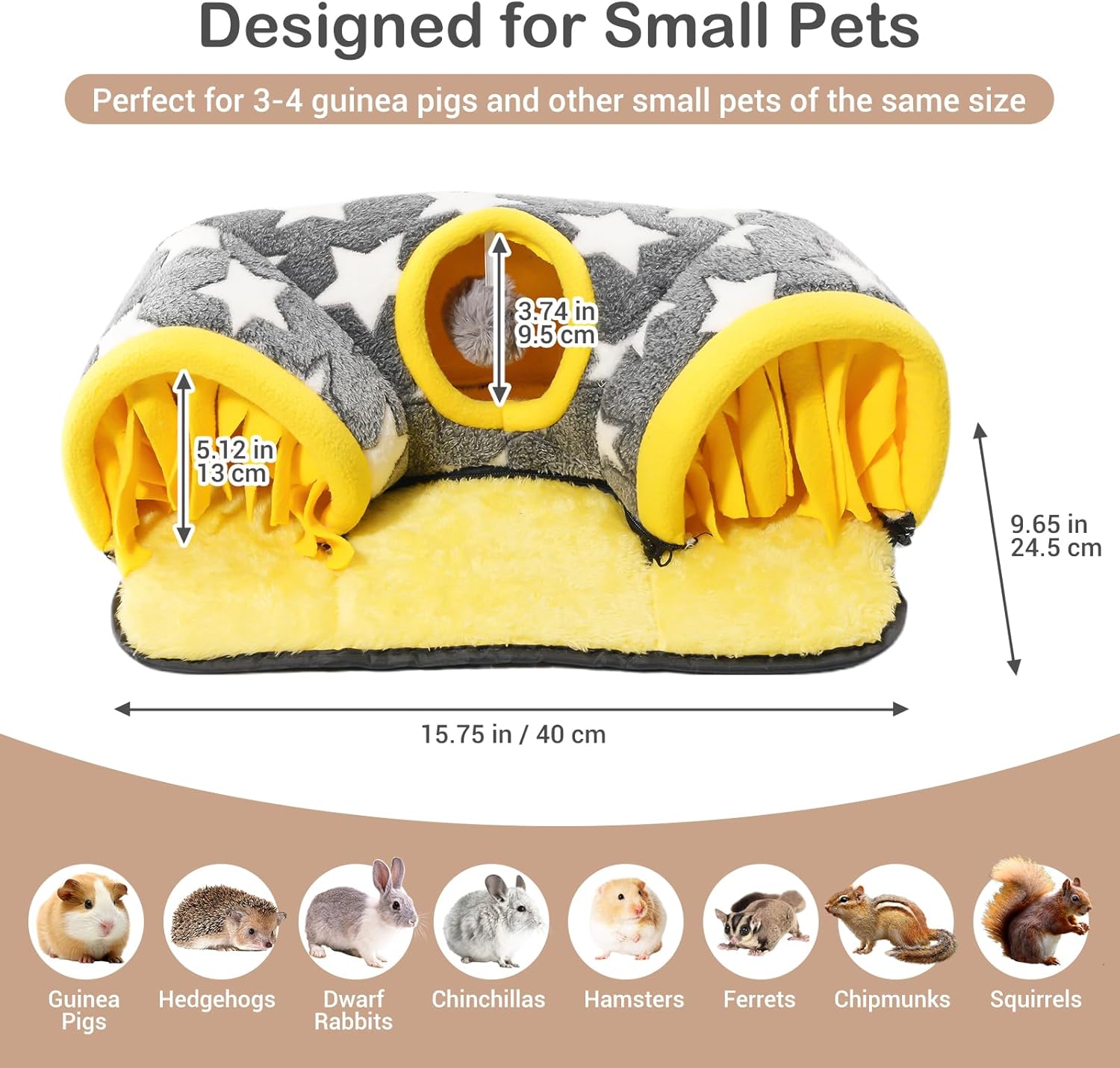 Avont Guinea Pig Hideout Tunnel, Large Hideaway Play Tube Toys Mat for Small Animal Dwarf Rabbits Bunny Chinchillas Hamsters Hedgehogs Ferrets Bearded Dragons and Rats -Star - Happypetzone.online - Image 4