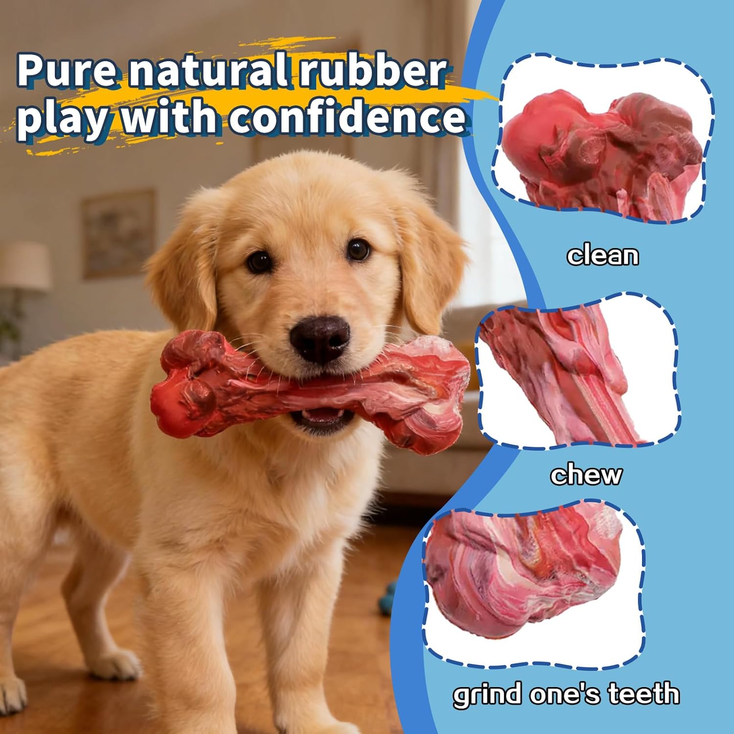 Indestructible Simulated Bone Dog Chew Toy - Food-Grade Natural Rubber for Aggressive Chewers, Dental Cleaning Toy for Small/Medium/Large Breeds - Happypetzone.online - Image 3