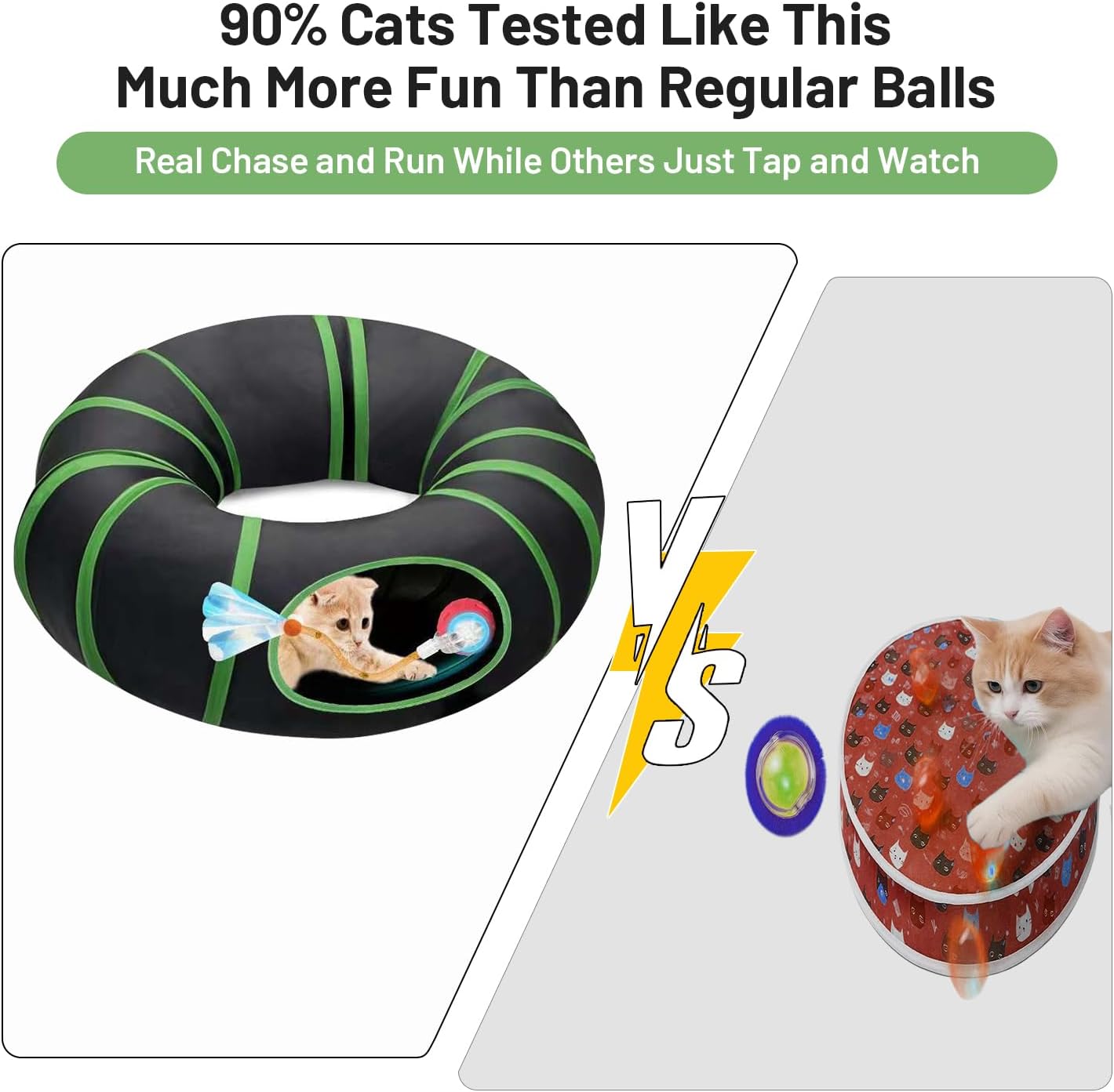 Interactive Cat Toys Ball Fast Rolling in Cat Tunnel – Motion-Activated Ball in Enrichment Tunnel,Hide & Seek Puzzle Game for Indoor Cats & Kittens,Boredom Relief for Cats (Orange-red) - Happypetzone.online - Image 4