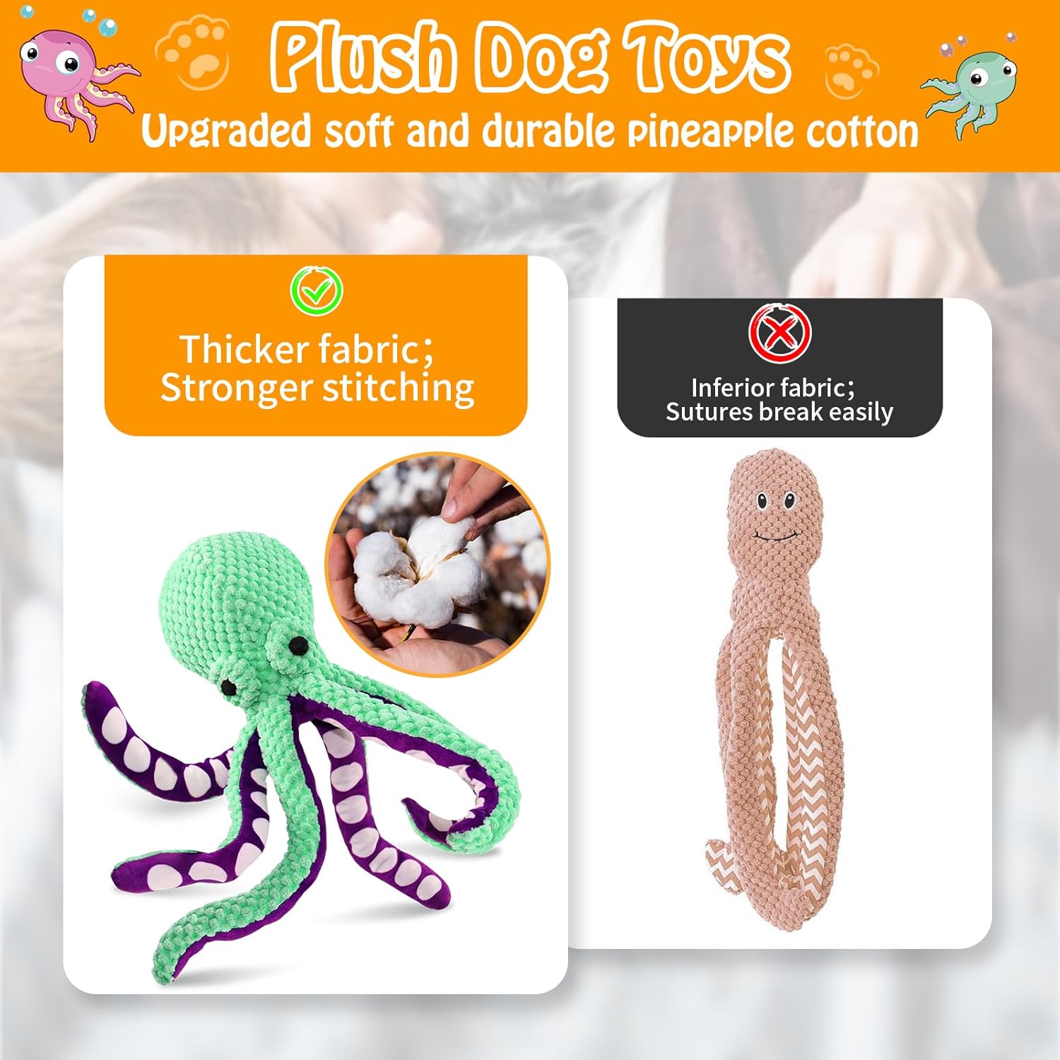 Fuufome Large Squeaky Dog Toys- Plush Dog Toys with Soft Fabric for Small, Medium, and Large Dogs Daily Companionship, Training Reward Gift - Happypetzone.online - Image 8