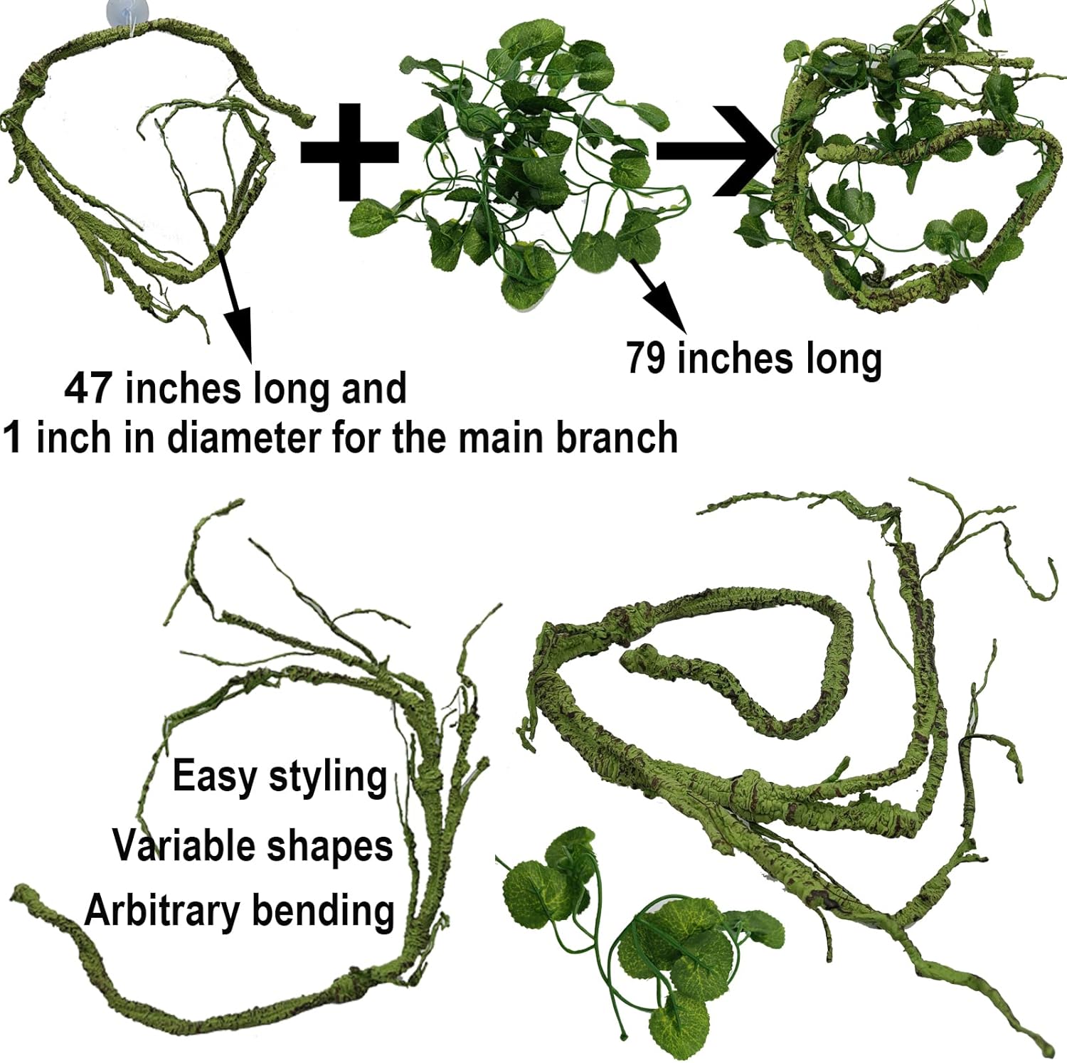 Reptile Plants for Bearded Dragon Tank Accessories, Terrarium Plant Artificial Decor for Snake Cage, Fake Plant for Leopard Gecko Habitat, Lizard Chameleon Ball Pythons (Group BN) - Happypetzone.online - Image 3