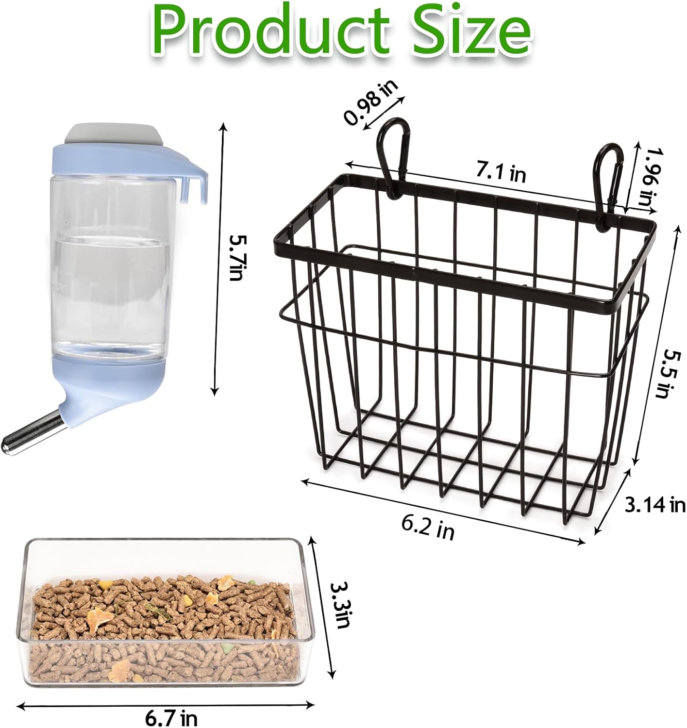 SANGLE SOPFFY Rabbit hay Feeder Small Animal Feeding Set with 350ml Water Bottle, Hay Rack, Pellet Dish for Guinea Pigs, Chinchillas, Bunny- Multifunctional Pellet Food Bowl Dispenser - Happypetzone.online - Image 2