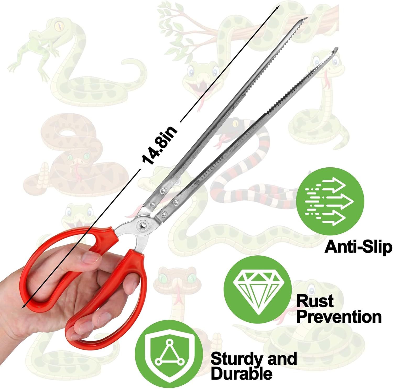 Snake Feeding Tongs,15 Inch Reptile Feeding Tongs,Extra Long Large Tweezers for Corn Ball Python Accessories,Bearded Dragon Tank Accessories,Pet Terrarium Supplies for Leopard Crested Gecko,Lizard - Happypetzone.online - Image 2