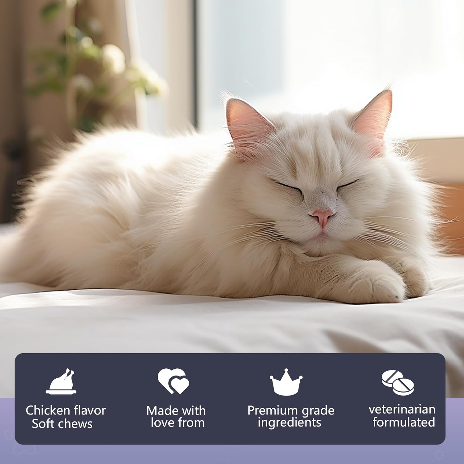 Hairball Control Soft Chews for Cats, Chicken Flavor - Reduces Hairballs & Shedding, Supports Skin & Coat Health, with Apple Pomace & Psyllium Husk, for All Ages - Happypetzone.online - Image 5
