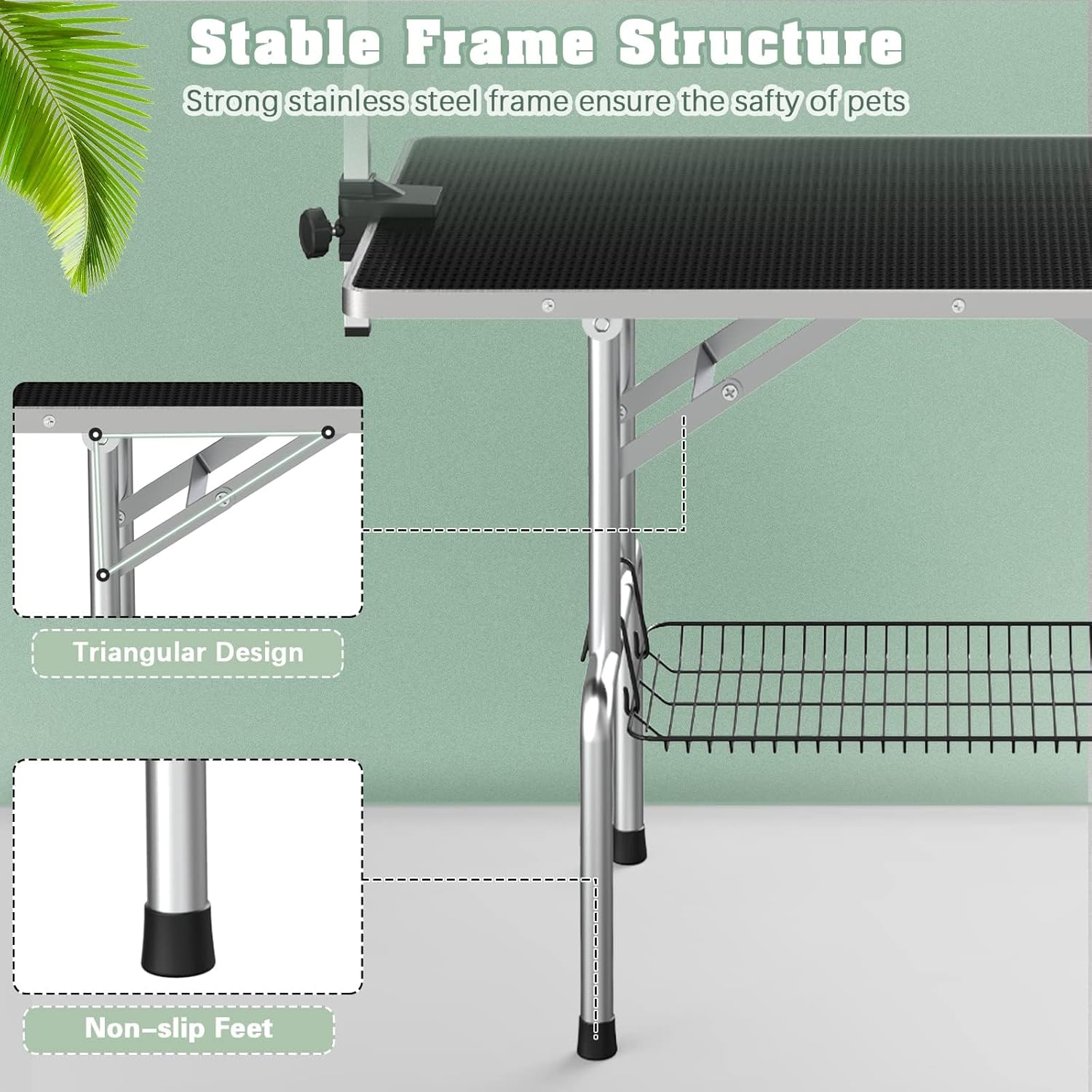 Dog Grooming Table, Adjustable Large Pet Drying Desktop, Foldable Bathing Desk with Arms, Noose, Mesh Tray, Maximum Capacity Up to 330Lb, 42in, Black - Happypetzone.online - Image 5