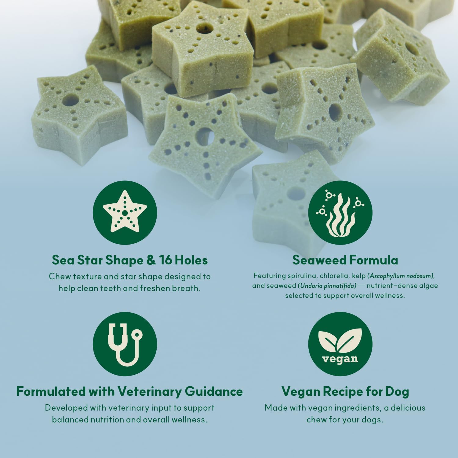 Dental Chews for Dogs, Vegan Sea Star Shape, Fresh Breath, Ascophyllum - Happypetzone.online - Image 3