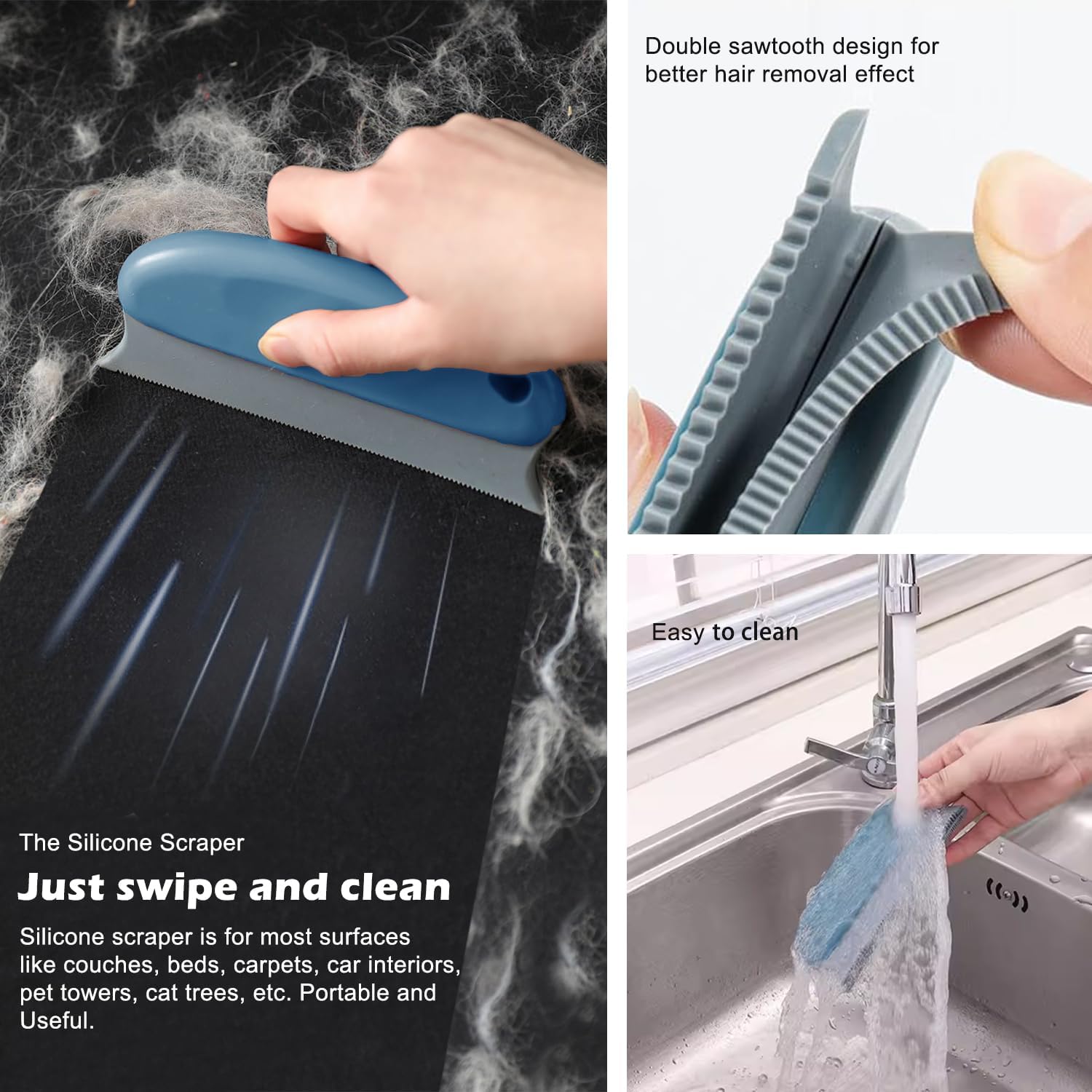 Pet Hair Remover 3-Pack, Dog Cat Hair Remover, Lint Shaver Cleaner Pro, Fur Removal Tool, Portable Carpet Scraper, Fuzz Rollers Hairball Brush for Carpets, Clothes, Car Mats, Couch, Pet Bed, Furniture - Happypetzone.online - Image 4