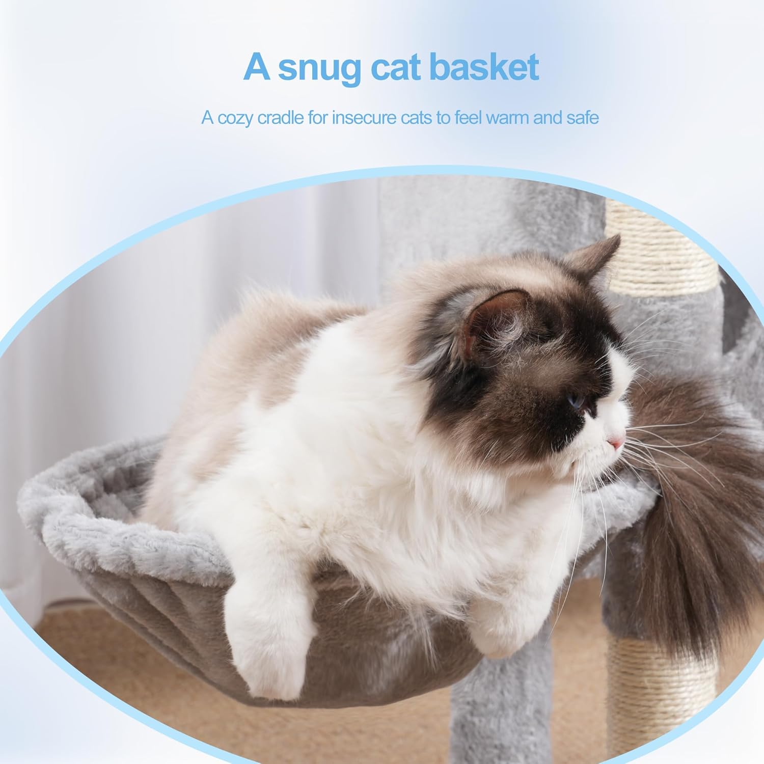 Hey-brother Cat Tree Tower, Scratching Posts with Removable Toys, Cozy Condo, Platform, Hammock, Sisal Scratch Board and Ball for Indoor Kittens, 41.3 Inches, Light Gray MPJ008SW - Happypetzone.online - Image 5