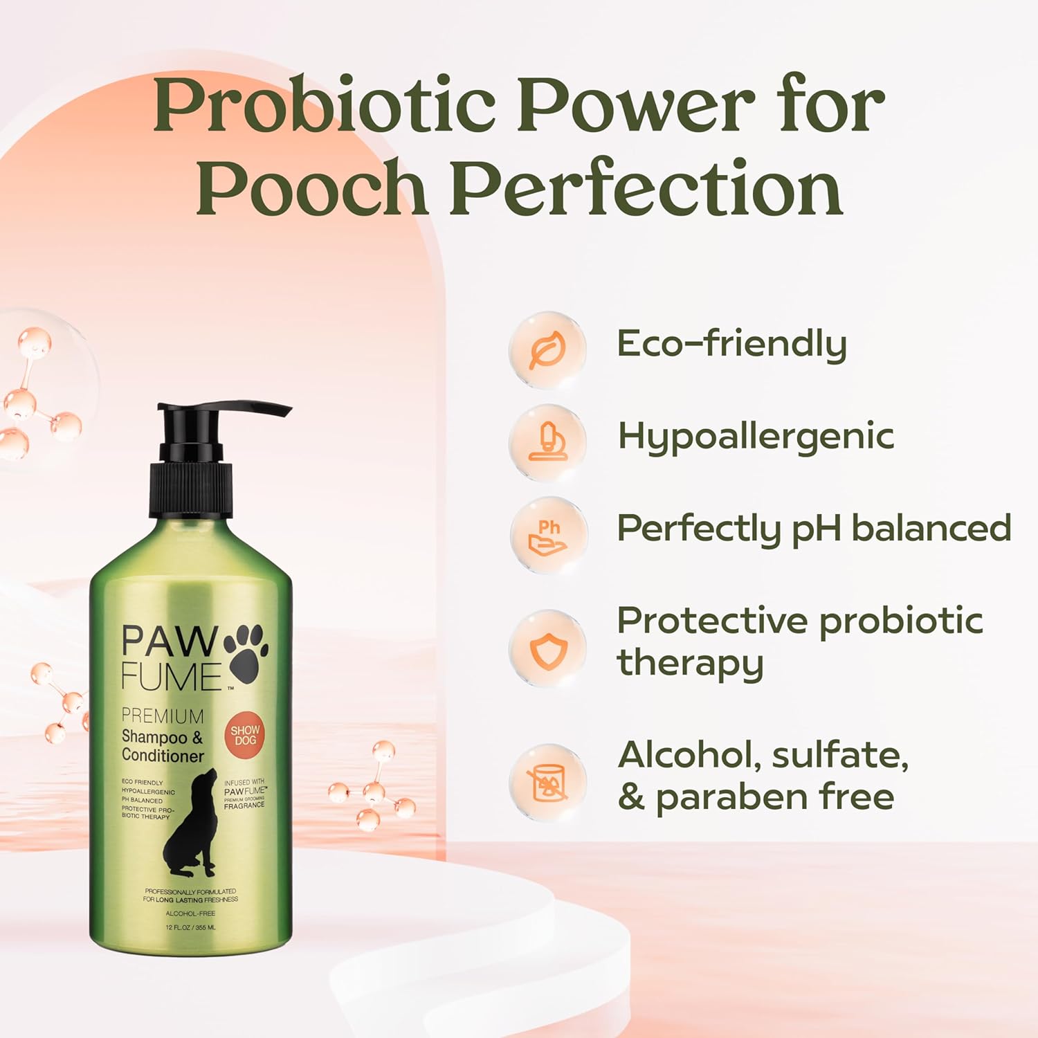 PAWFUME Deshedding Dog Shampoo and Conditioner, Show Dog, 1-Pack – Nourish & Detangle for Silky Soft Coat – Probiotic, Deep-Cleaning, pH-Balanced Formula – Salon-Quality Shampoo for Dogs - Happypetzone.online - Image 3