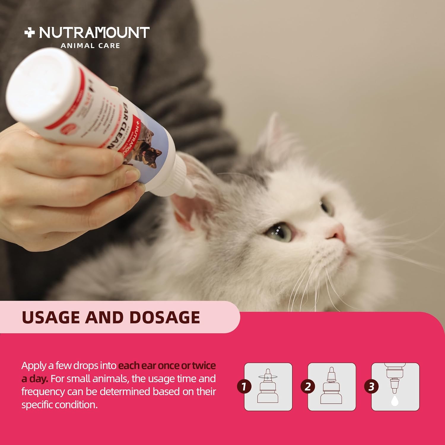 Ear Cleanser 150ml/5 fl.oz for Dogs, Cats and Livestock Cleanses Ear Canal Reduces Ear Odor Twin Pack - Happypetzone.online - Image 3