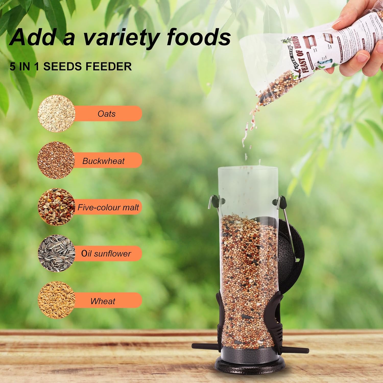 Bird Feeders with 4 Packs Birds Food Outdoors Hanging,Wild Bird Feeder with Hanger Hook Weather Resistant 9 Inches 2 Port(Bird Food is Included) - Happypetzone.online - Image 3