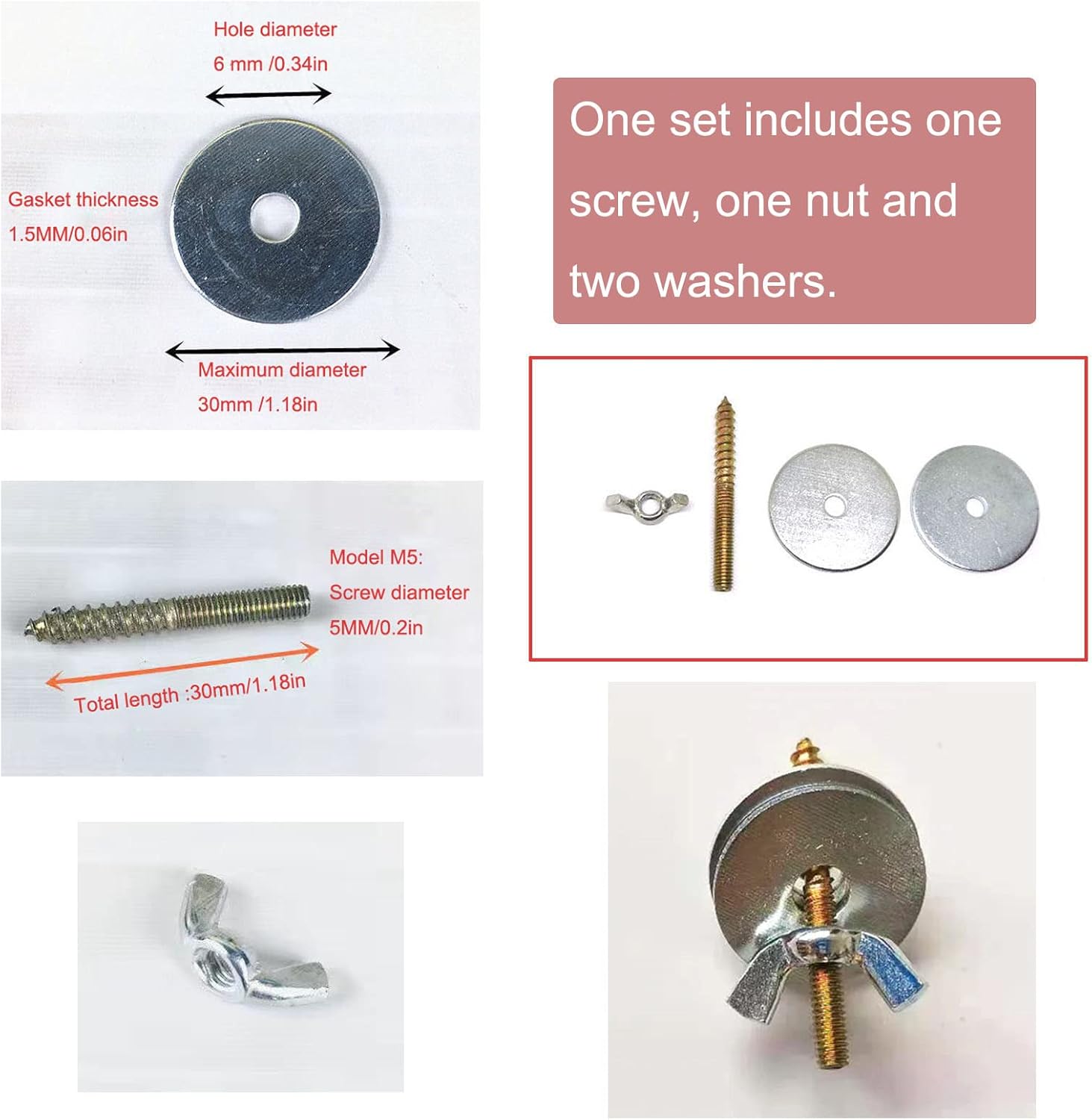 6 Set Wooden Parrot Perch Mount Screws Nuts Washer Kit Hardware for Natural Wood Bird Perch DIY Wood Birds Stand Branch Platform Playground Wild Grape Paw Grinding Stick Parakeet Cockatiel - Happypetzone.online - Image 2