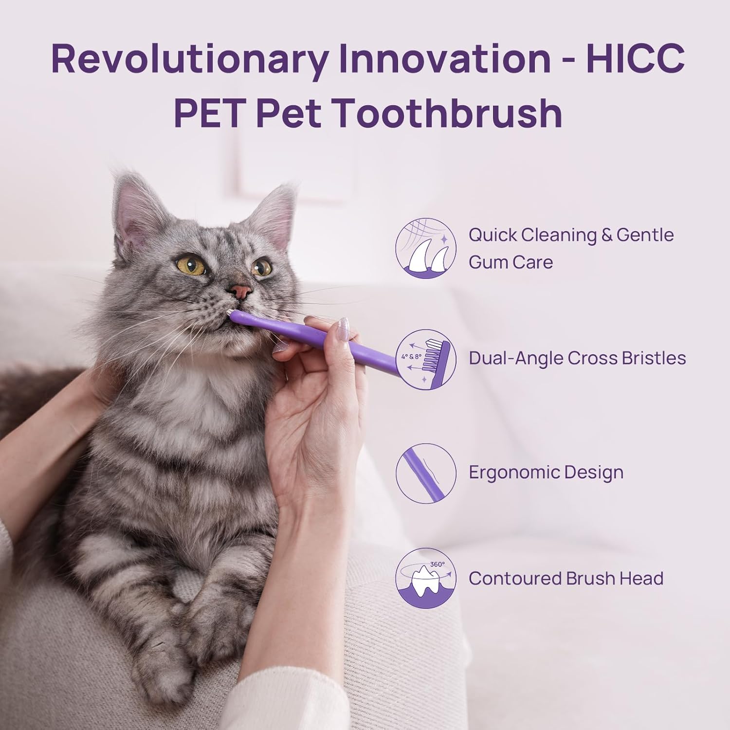 HICC PET Toothbrush for Cats & Small Dogs, Vet-Recommended Ergonomic Pet Toothbrush for Easy Teeth Cleaning, Gentle on Gums, Cat & Dog Dental Care, Improves Oral Hygiene. Toothpaste Not Included - Happypetzone.online - Image 5