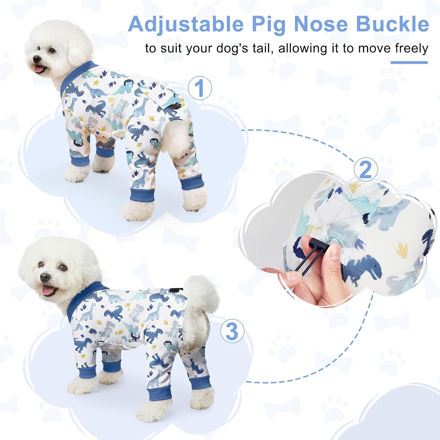 Bienbee Dog Pajamas, 4 Pack Dog Recovery Suit Shedding Suit Cute Soft Puppy Clothes Dogs Pjs Onesies Jammies Adjustable Breathable & Stretchy Clothes for Small Medium Large Dogs Girl Boy Puppy-M - Happypetzone.online - Image 4