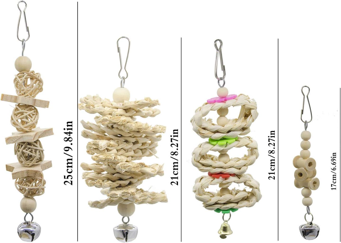 Deloky 7 Packs Bird Parrot Swing Chewing Toys-Hanging Bell Bird Cage Toys Suitable for Small Parakeets, Cockatiels, Conures, Finches,Budgie,Macaws, Parrots, Love Birds - Happypetzone.online - Image 4