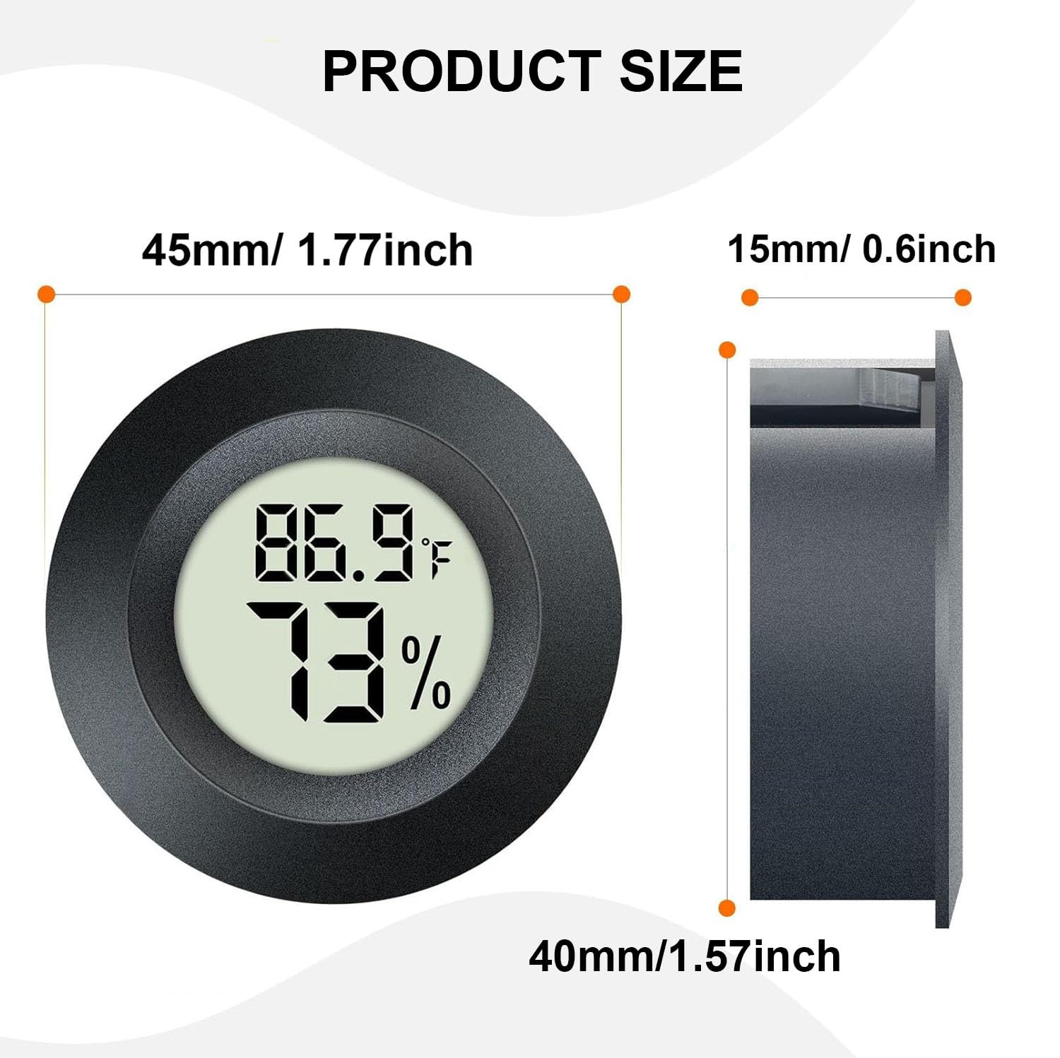 JEDEW 2 Pack Hygrometer Thermometer Digital Humidity Meter Indoor/Outdoor Humidity Monitor Reptile Thermo-Hygrometer for Greenhouse Humidors Terrarium Jars, Fahrenheit (℉) /Celsius(℃) (2) - Happypetzone.online - Image 2