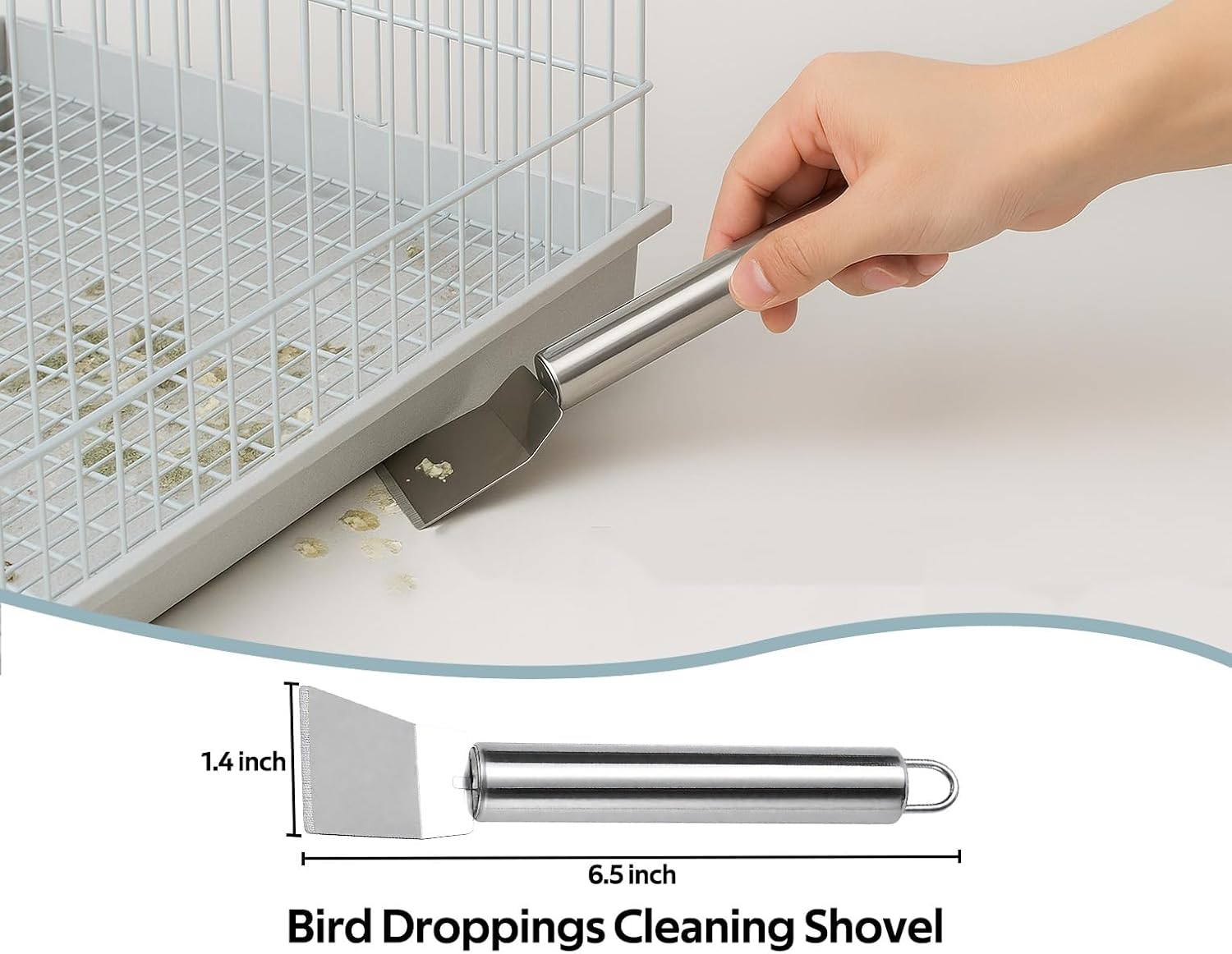 5Pcs Bird Cage Cleaner Kit, Stainless Steel Bird Poop Remover Brush & Scraper & Fork, Birdcage Cleaning Tools, Parakeet Bird Cage Accessories for Small Animal Cage Clean - Happypetzone.online - Image 3