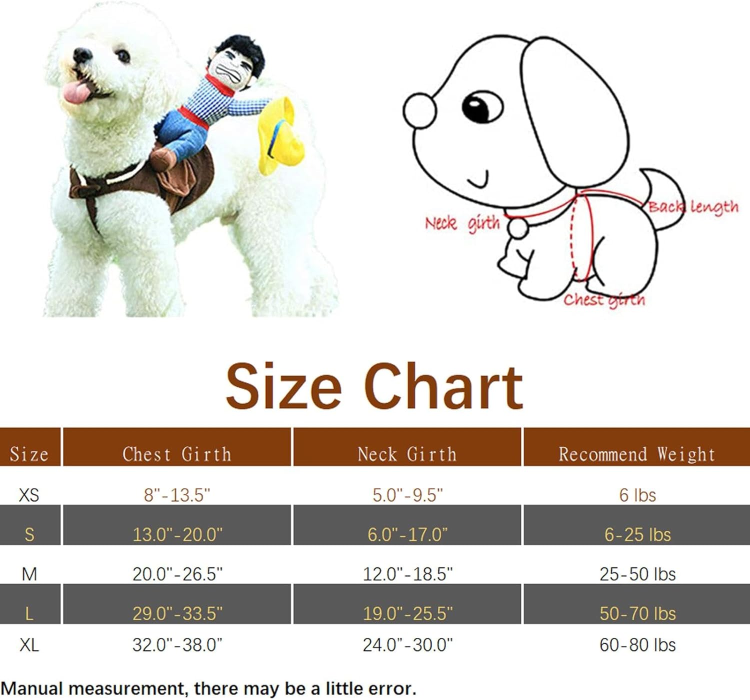 NACOCO Cowboy Rider Dog Costume for Dogs Clothes Knight Style with Doll and Hat for Halloween Day Pet Costume (S) - Happypetzone.online - Image 6