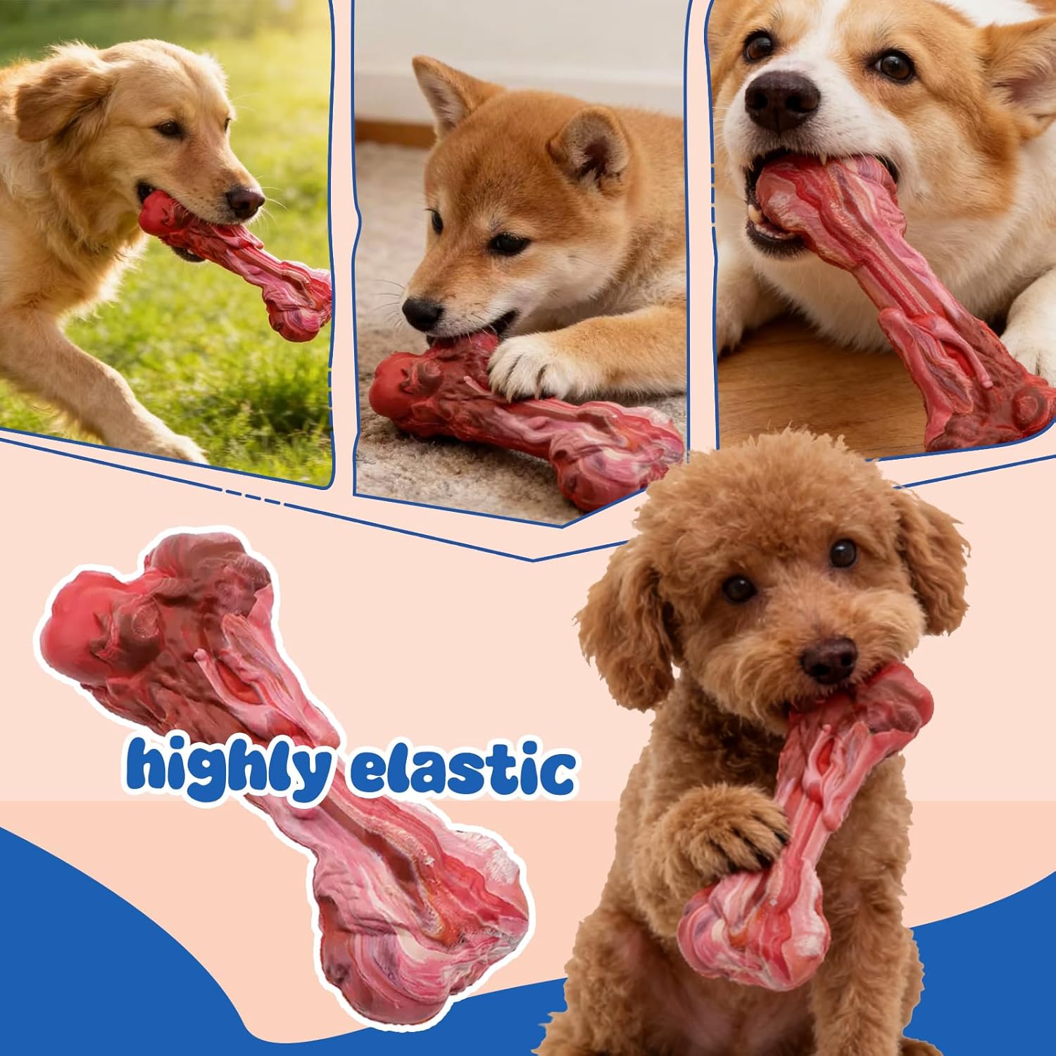 Indestructible Simulated Bone Dog Chew Toy - Food-Grade Natural Rubber for Aggressive Chewers, Dental Cleaning Toy for Small/Medium/Large Breeds - Happypetzone.online - Image 4