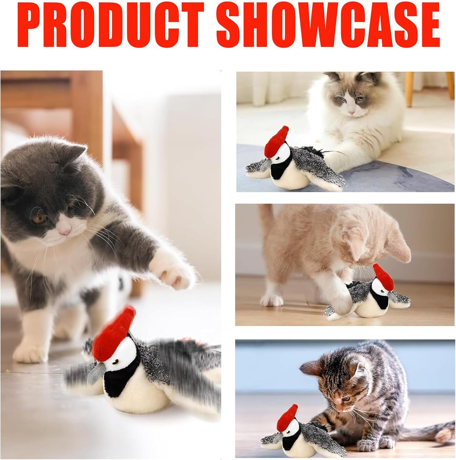 Yewmow Interactive Chirping Bird Cat Toy,2026 Upgrade Flapping Bird Cat Toys,Simulated Chirping Bird Cat Toys,Cat Stimulation Toys for Indoor Cats(Woodpecker 1pcs) - Happypetzone.online - Image 6