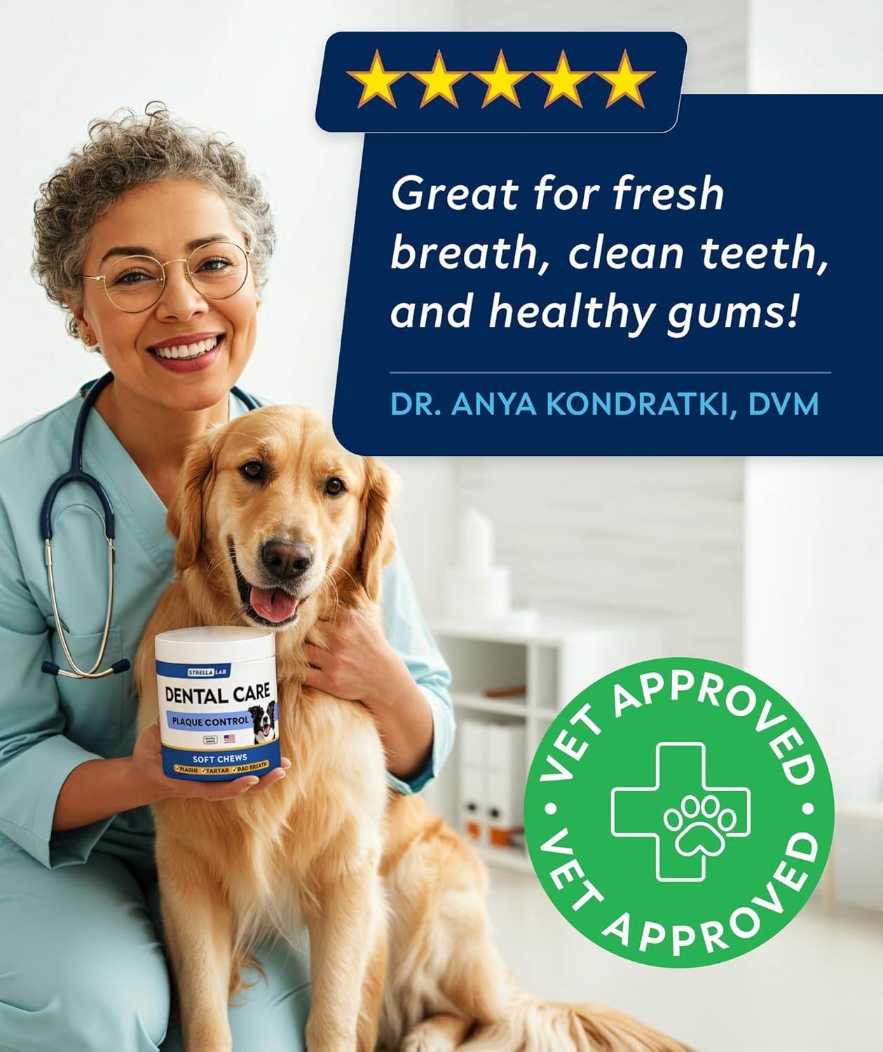 STRELLALAB Advanced Dog Dental Chews & Breath Freshener – Dog Teeth Cleaning Treats, Bad Breath Control, Plaque & Tartar Off, Pet Oral Care, Pro Perio Support, Lab Co Bright Formula – 90 Treats - Happypetzone.online - Image 7