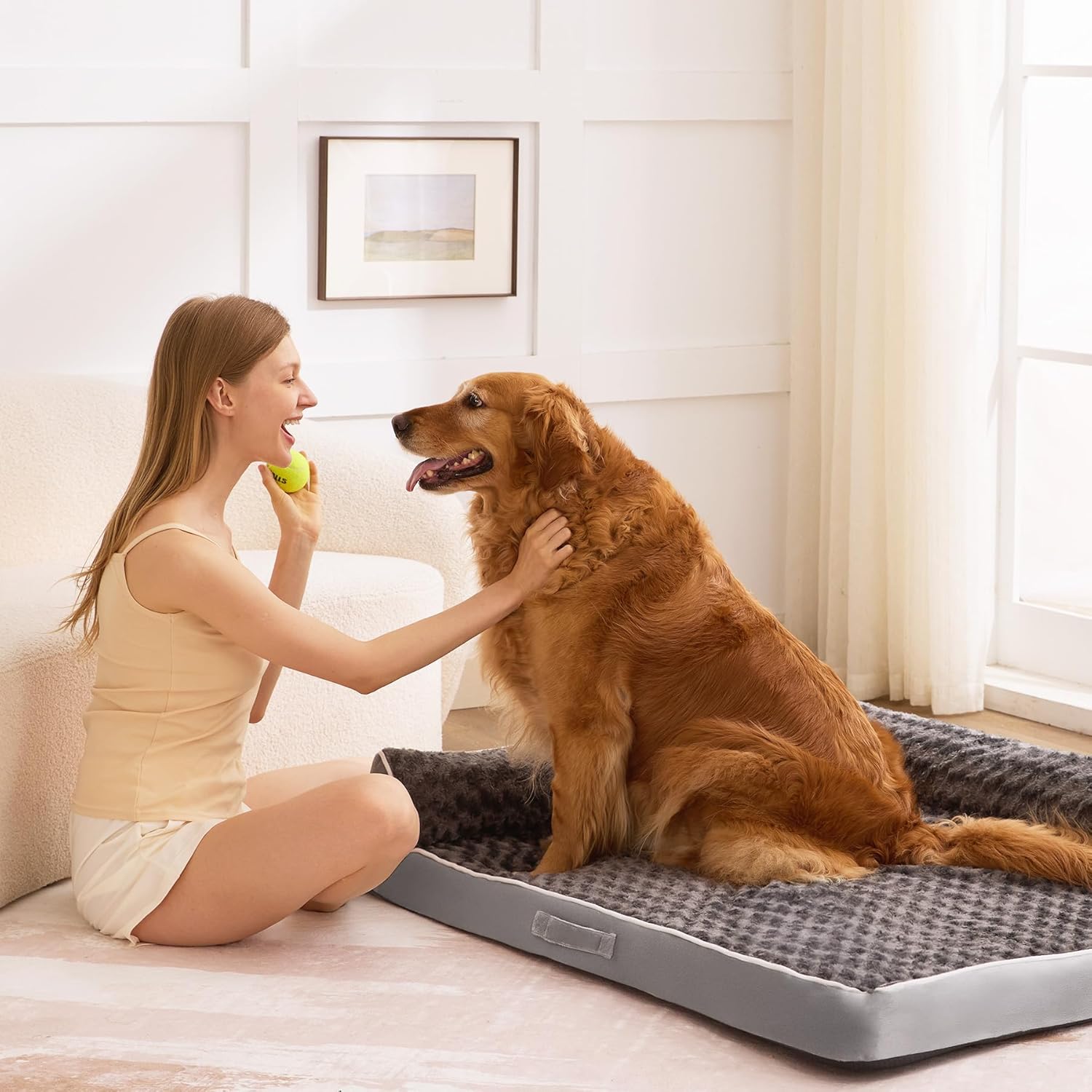 Dog Beds Large Sized Dogs, XL Orthopedic Dog Beds for Large Dogs 42"x30"x7.5", Waterproof Pet Bed with Washable Cover, L-Shaped Pet Couch with Portable Handle, Grey - Happypetzone.online - Image 8