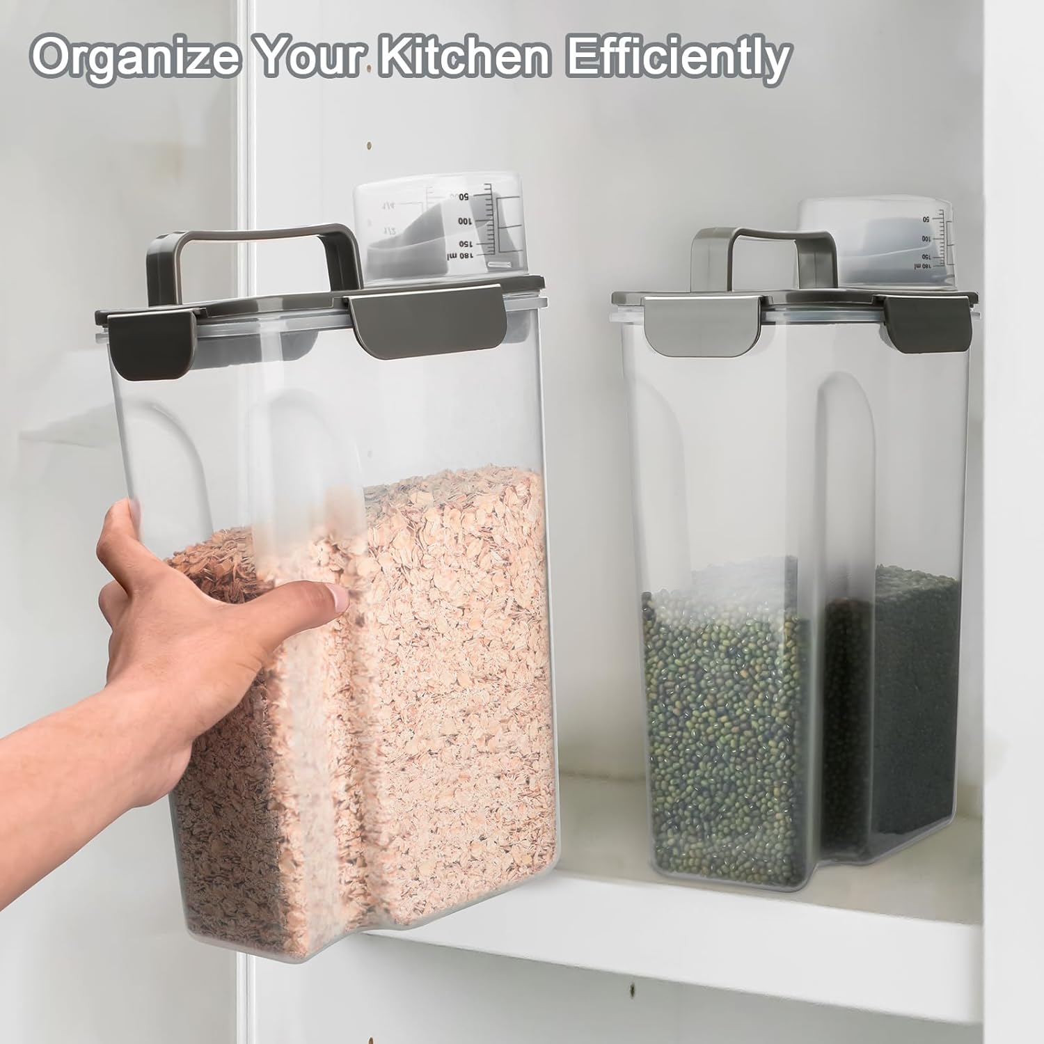 Komzon Rice Container, Airtight Rice Storage Container 10lb, Cereal Containers Storage, BPA Free Food Dispenser with Pouring Spout Handle for Flour Pasta Grain, Pet Dog Cat Bird Food Storage Container - Happypetzone.online - Image 7