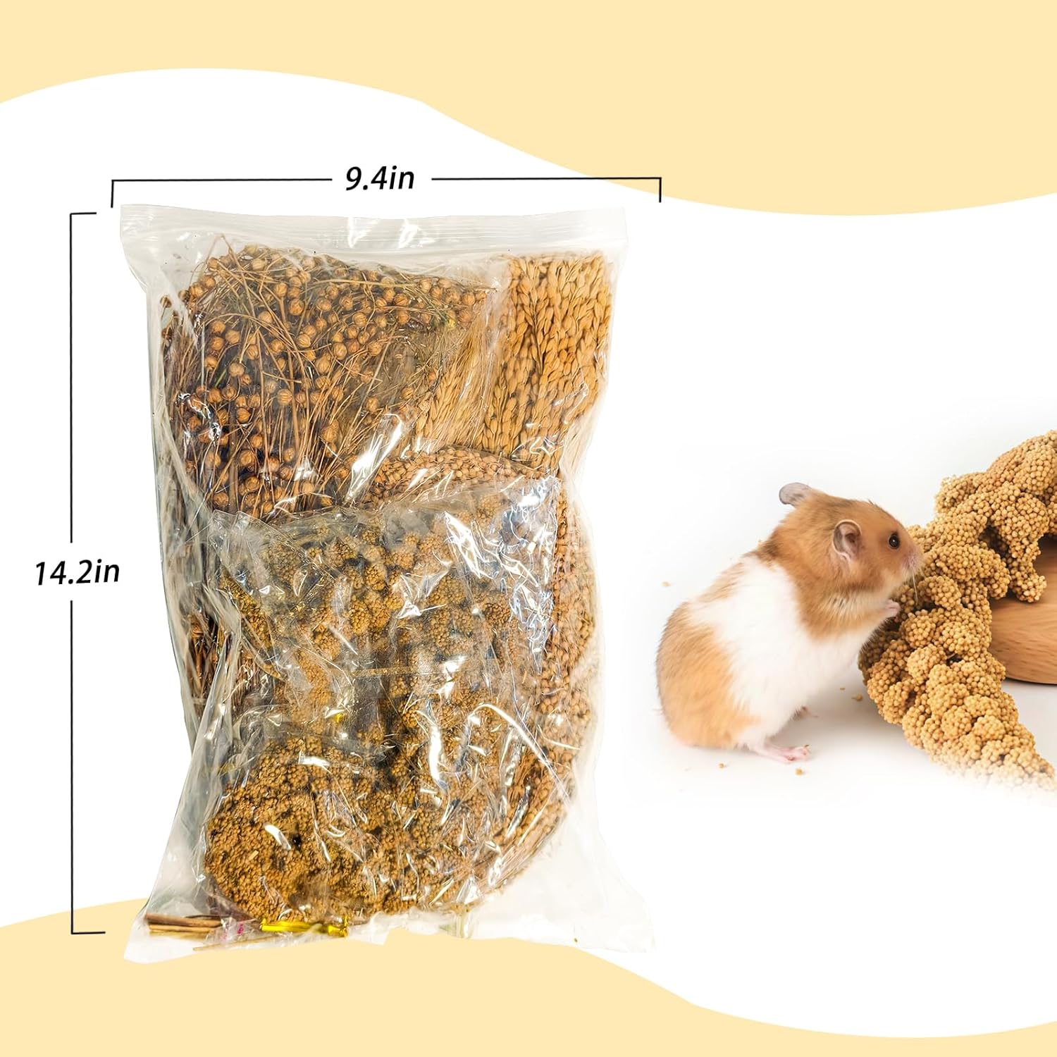 Natural Hamster Grain & Herb Habitat Deocr, Edible Hamster Sprays Herbs Bedding Mate, Hamsters Cage Enrichment Decoration Accessories for Gerbil Dwarf Syrian Hamsters Mouse Guinea Pig Mice - Happypetzone.online - Image 2