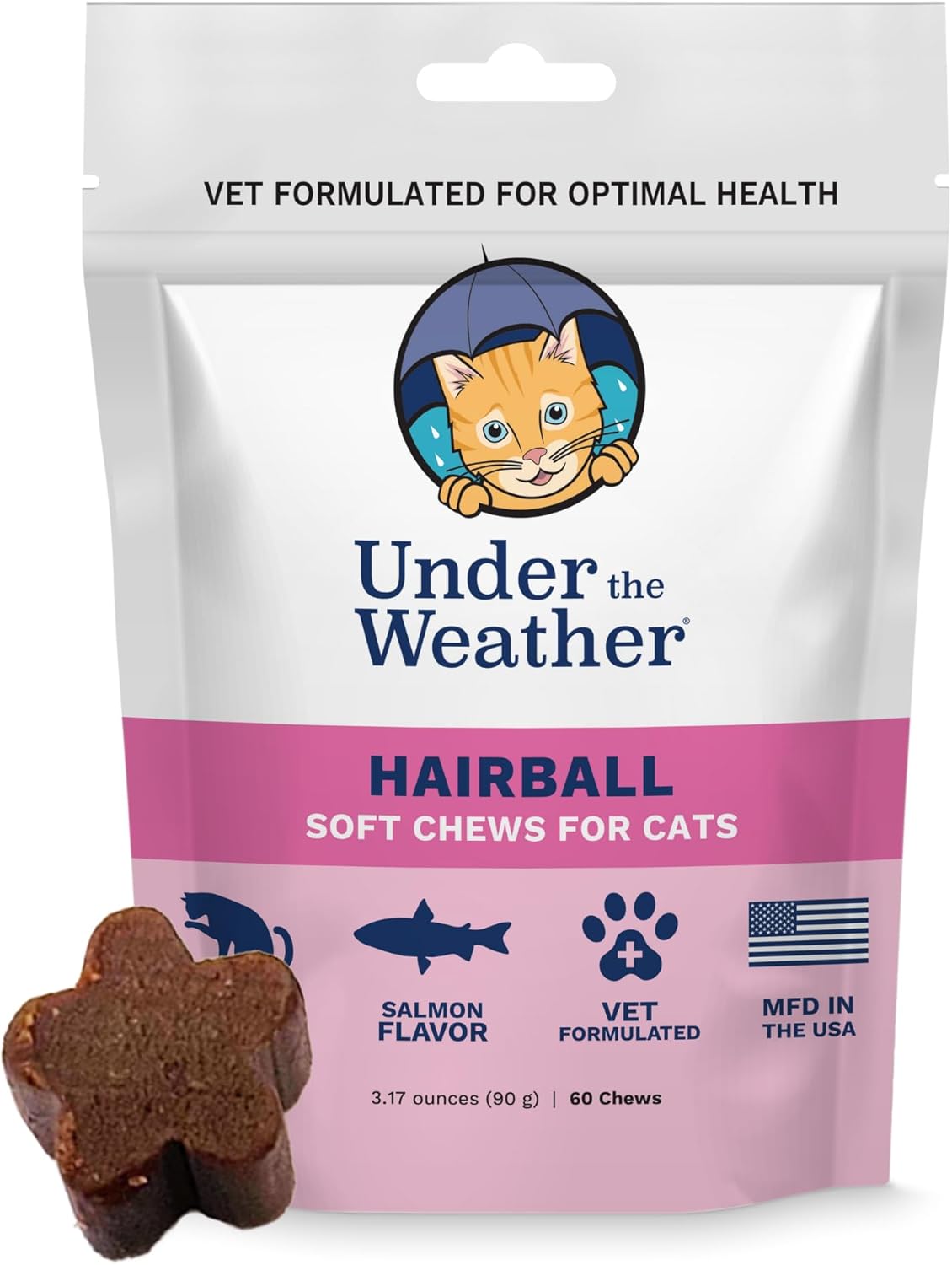 Under The Weather Pet Hairball Support for Cats | for a Normal, Gentle Elimination of Hairballs, Reduce Excessive Licking and Grooming | 60 Star Shaped Soft Chews - Happypetzone.online - Image 2