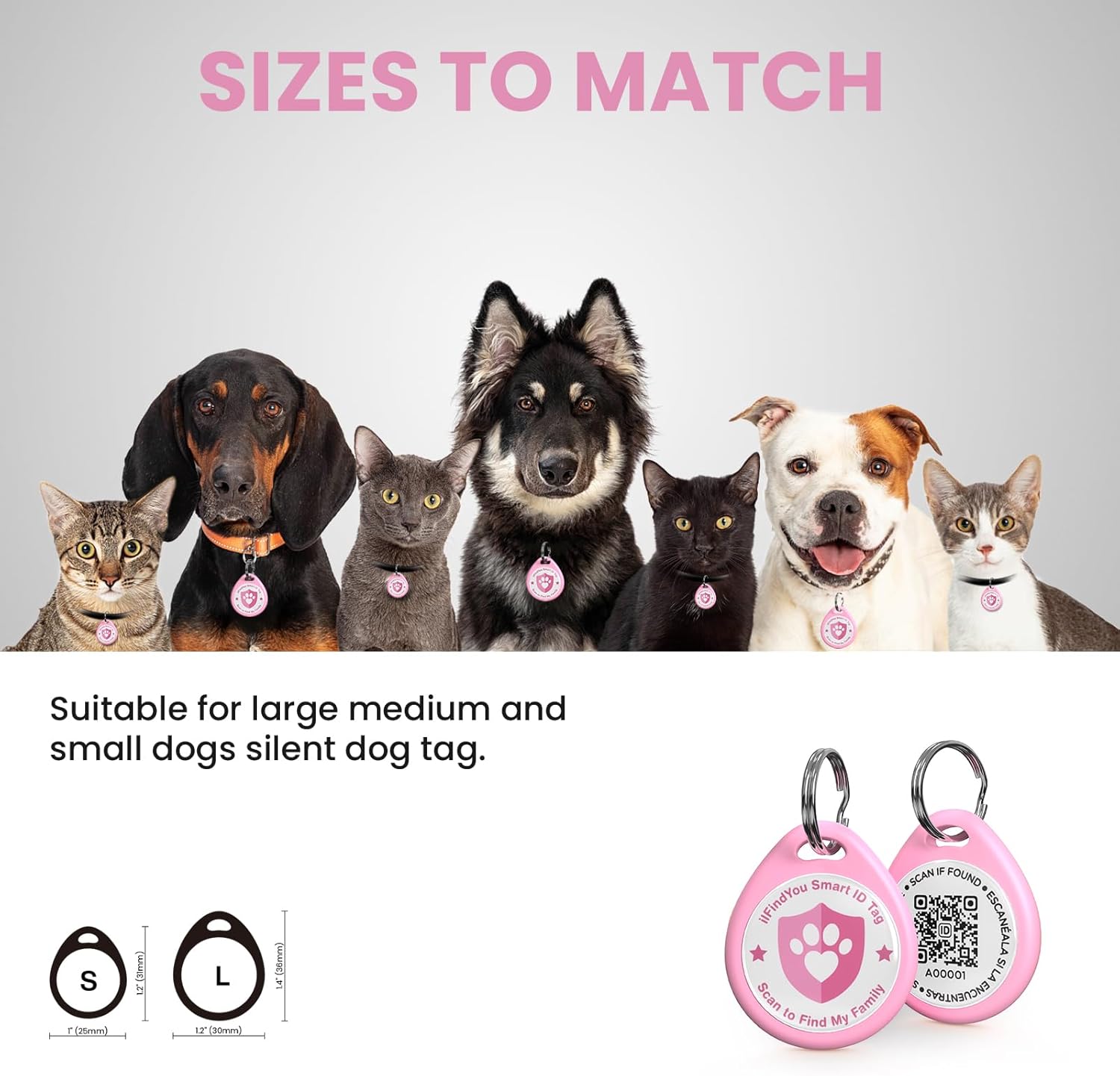 Cat Tags Personalized Small, QR Code Cat Name Tags for Kitten Collar, Scan Location Alerts, Pink S - Happypetzone.online - Image 2