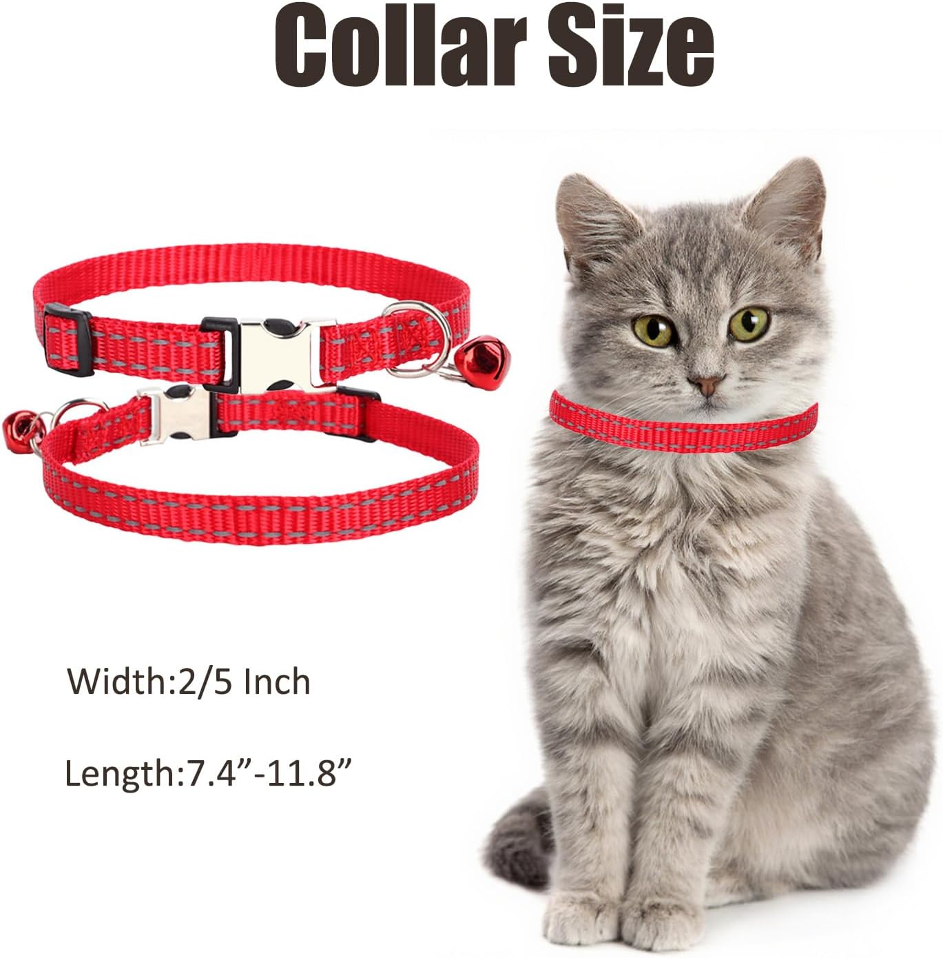 Custom Engraved Cat Reflective Collars with Name & Phone Number,Personalized Adjustable Buckle&Bell ID Tag Collar for Kittens&Cats - Happypetzone.online - Image 5