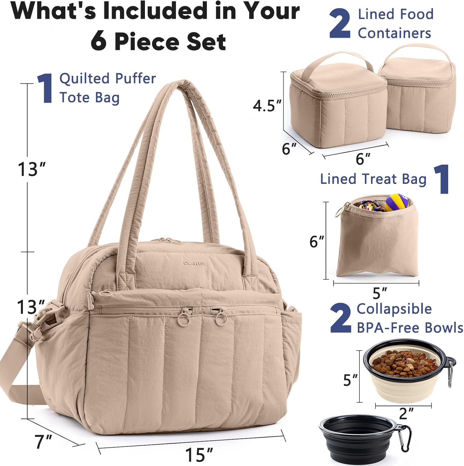 Dog Travel Bag for Supplies, Airline Approved Pet Travel Organizer with 2 Food Containers & Collapsible Bowls, Large Capacity Dogs Tote Bag for Weekend, Stylish Dog Mom Gift for Pet Lovers - Happypetzone.online - Image 3