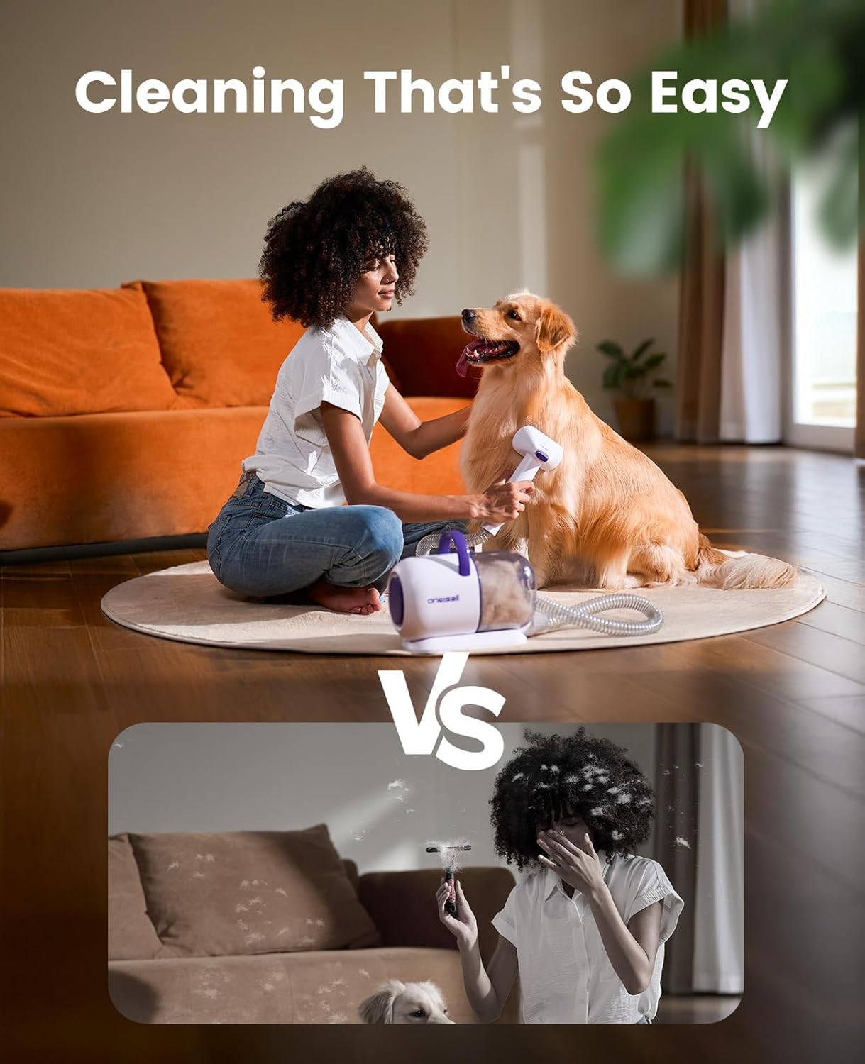 oneisall Dog Grooming Vacuum Kits: 15000Pa Shedding Brush with Grooming Tools, 3 Suction Low Noise, Pet Grooming Vacuum for Thick and Undercoat, 1.5L Dust Cup Dog Hair Vacuum, Home Cleaning, LM5 - Happypetzone.online - Image 8