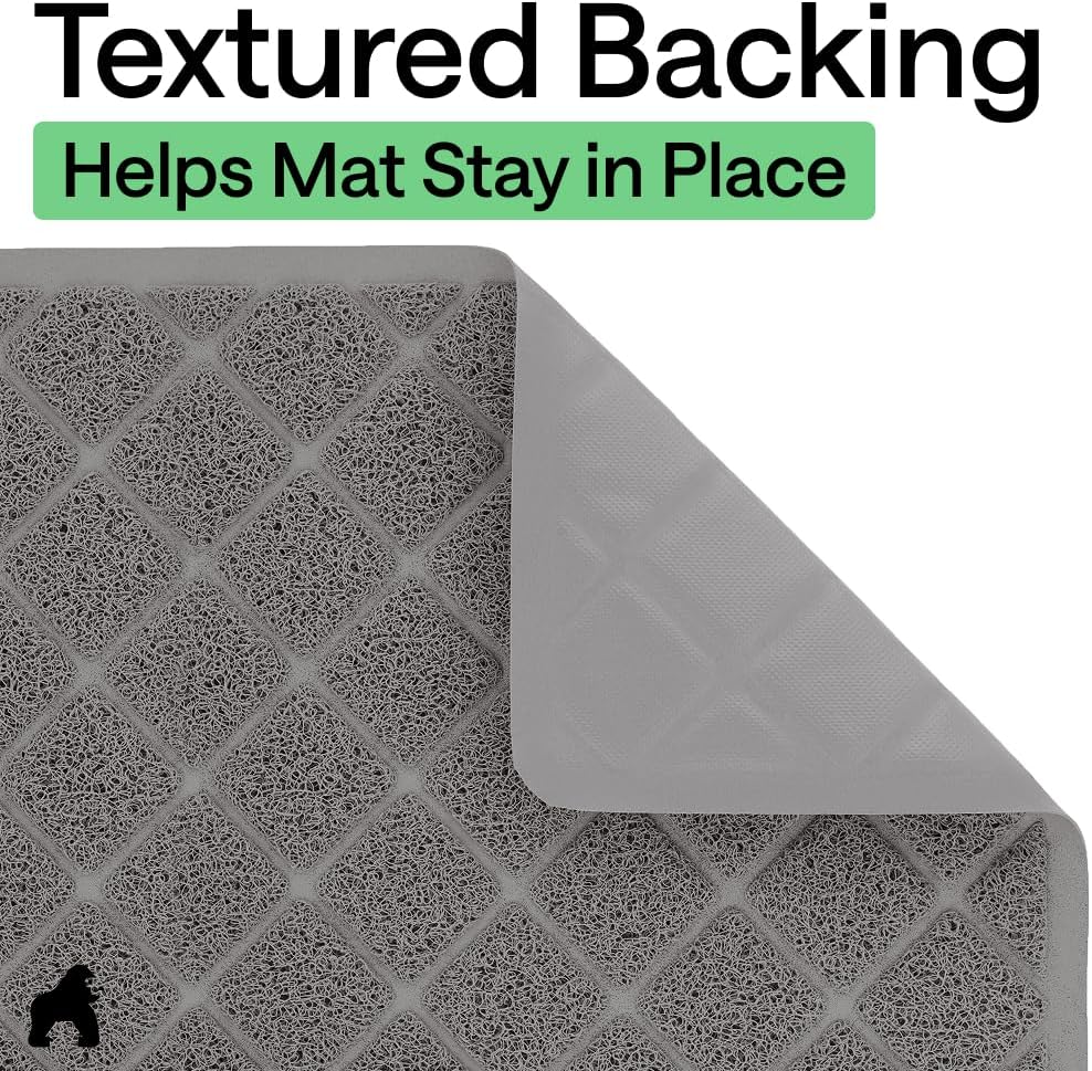 GORILLA GRIP Cat Litter Box Mat, Cushioned Coil Mesh Litter Trapping Mats, Scatter Control Supplies for Less Mess, Phthalate Free, Ultra Deep Catch Grooves, Rinse or Vacuum to Clean, 24x17 Gray - Happypetzone.online - Image 4