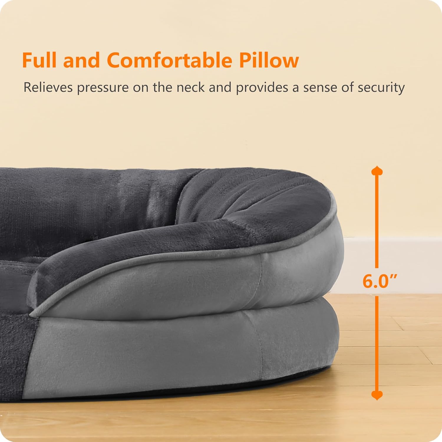 Dwanton Orthopedic Dog Bed for Medium Dogs with Gel Memory Foam, Waterproof Dog Sofa, Washable Pet Bed with Four Sided Bolster Cushion, Removable Cover & Non-Slip Bottom, 36", Dark Gray - Happypetzone.online - Image 8