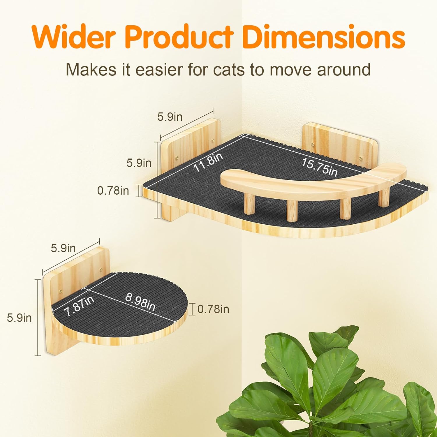 XiaZ Cat Wall Shelves, Corner Cat Shelf with 3 Wide Perch Steps, Kitty Wall Climber Wooden Furniture up to 25lbs, Modern Floating Cats Stairs for Indoor Sleeping, Playing, Climbing - Happypetzone.online - Image 3