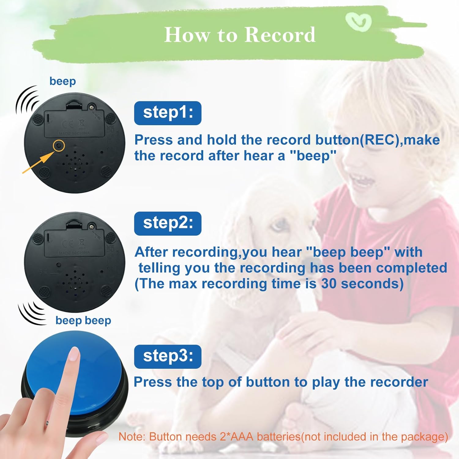 Gelabur Set of 4 Dog Buttons for Communication, Voice Recordable Buttons for Classroom, Dog Training Talking Buttons Starter Set, Pet Easy Speaking Buttons Tools - Happypetzone.online - Image 4