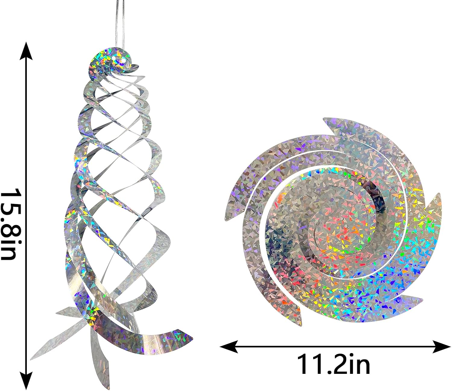 Sfcddtlg 4Pcs Bird Repellent Spiral Reflectors-15.8 Inch Hanging Reflective Bird Deterrent Device for Drive Birds Woodpeckers Pigeons Geese Away from The House Garden Swimming Pool - Happypetzone.online - Image 2