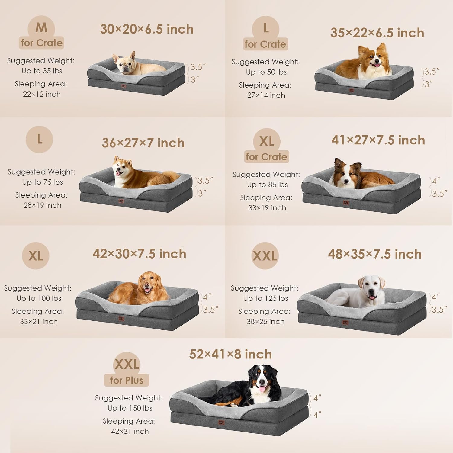 EHEYCIGA Orthopedic XL Dog Bed for Large Sized Dog, 42x30x7.5 Inch Extra Large Memory Foam Dog Couch Bed with Sides, Waterproof Liner & Washable Removable Cover, Bolster Pet Sofa, Grey - Happypetzone.online - Image 5