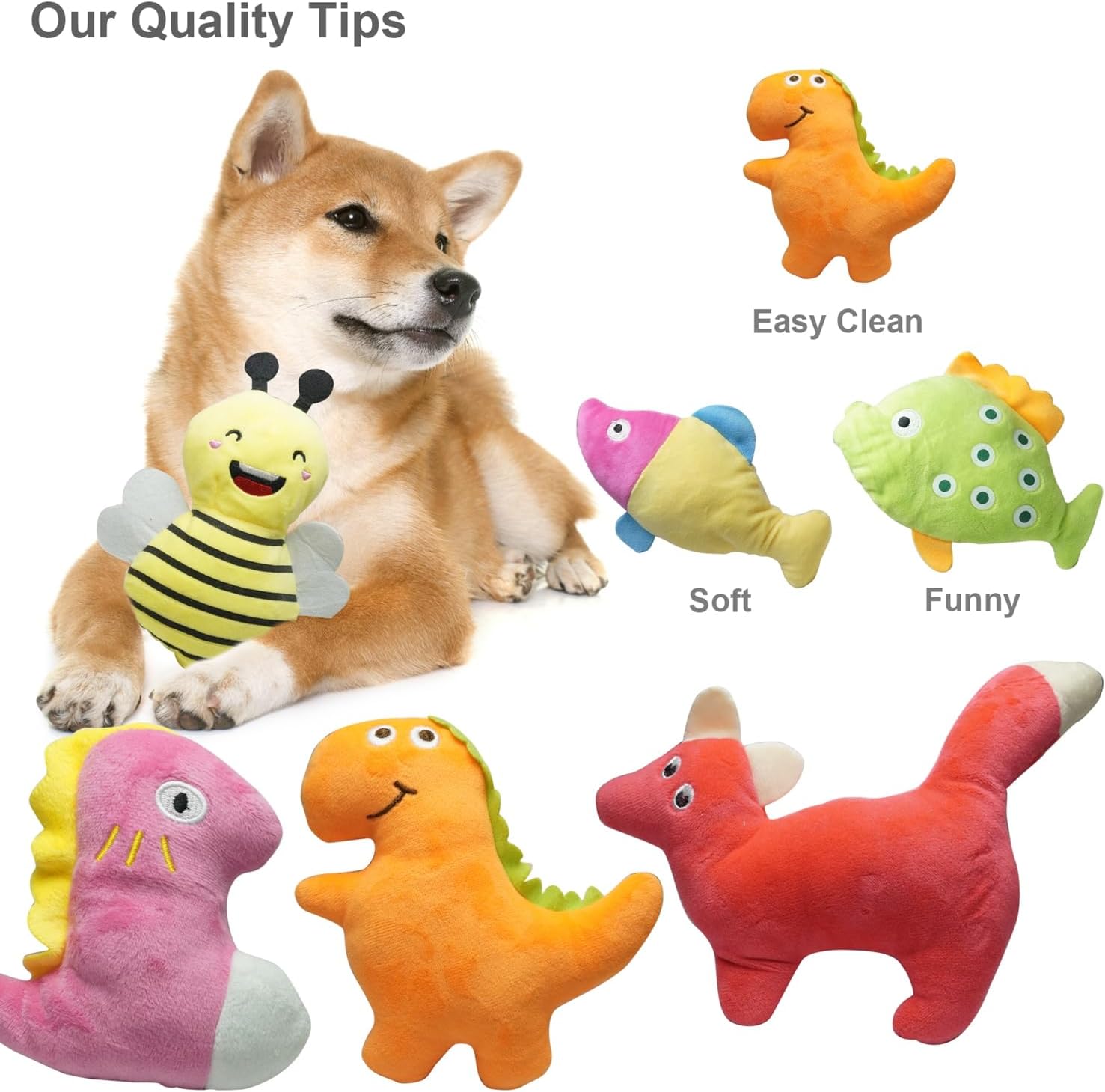SZKOKUHO Cute Animal Designs Soft Dog Squeaky Toys (Pack of 20) for Small Medium Dogs - Happypetzone.online - Image 5