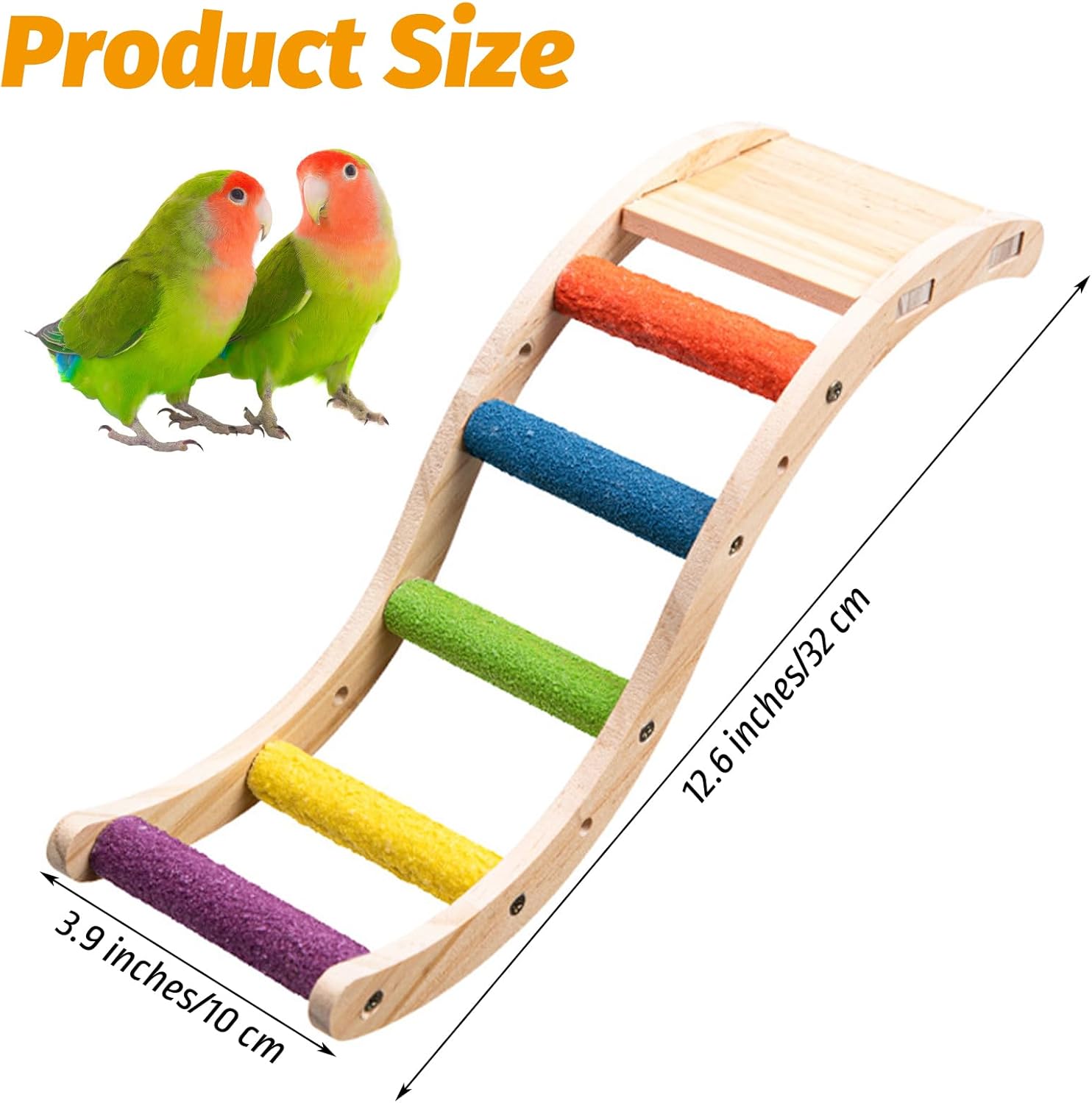 Hamiledyi Nature Wooden Bird Ladder Pet Parrots Climb Bridge Exercise Stands for Parakeet Climbing Chewing Bridge Bird Cage Accessories for Cockatiel Parakeet Lovebirds Budgie (Colorful) - Happypetzone.online - Image 5